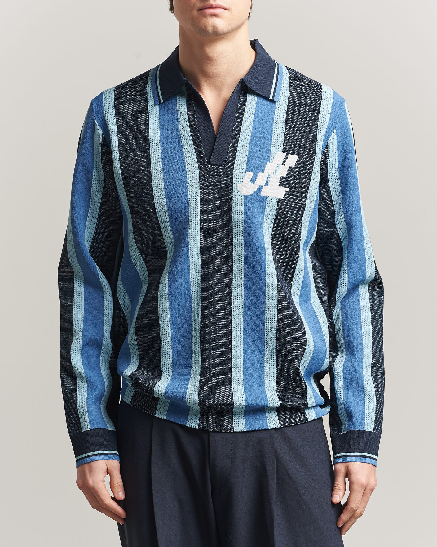 Herre | Pikéer | J.Lindeberg | Silas Stripe Polo Knit JL Navy