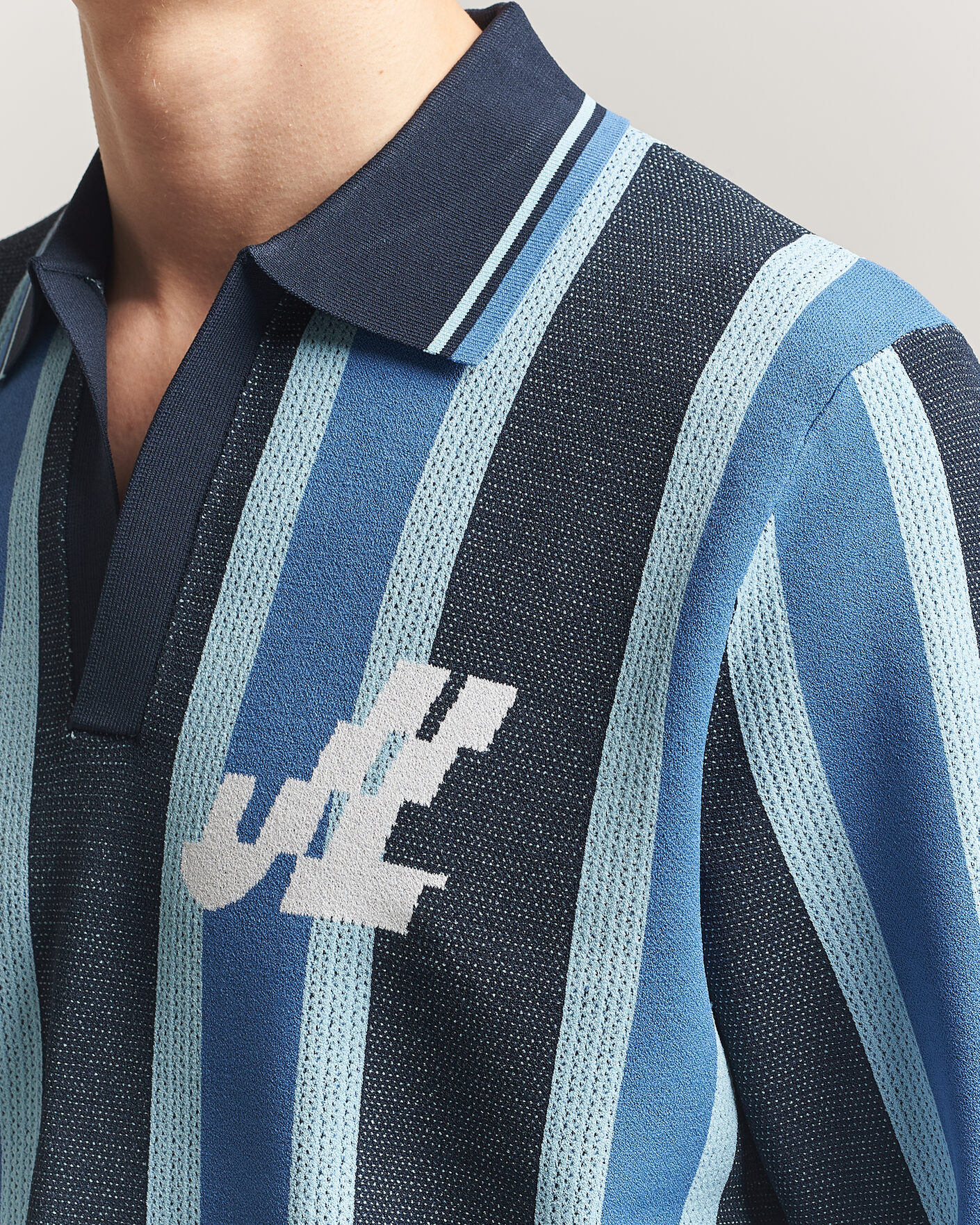 Herre | Pikéer | J.Lindeberg | Silas Stripe Polo Knit JL Navy