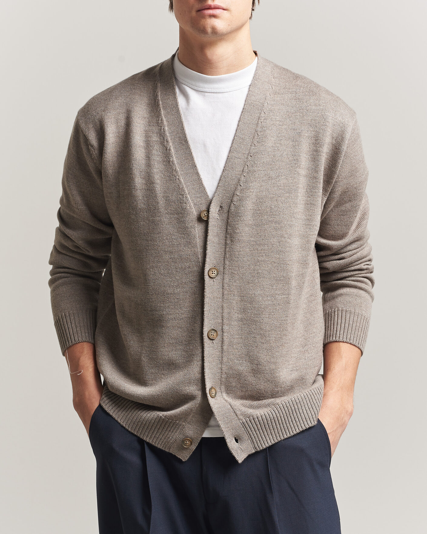 Herre | Gensere | J.Lindeberg | Jared Merino Cardigan Brindle Melange