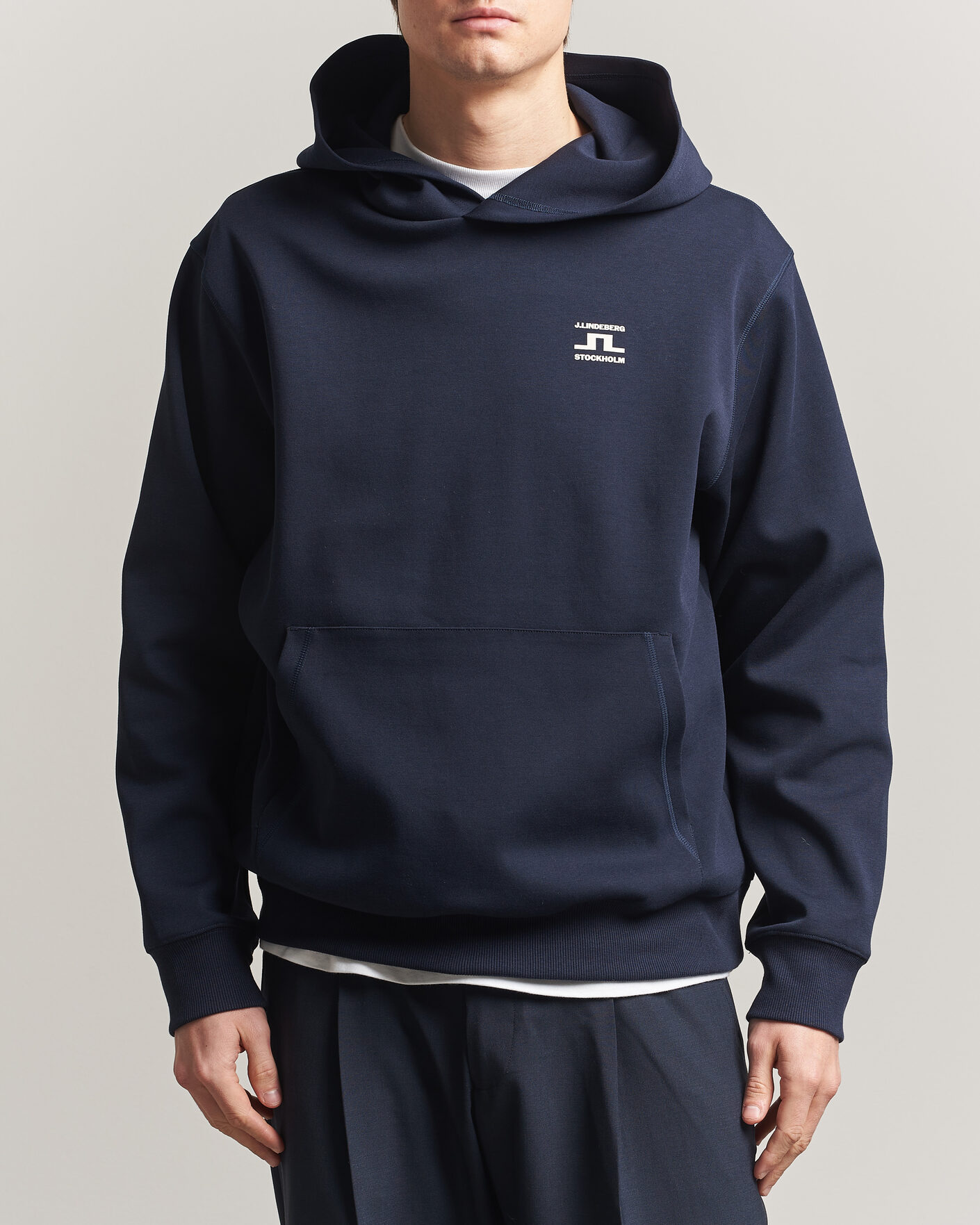 Herre | Gensere | J.Lindeberg | Club Printed Hoodie JL Navy