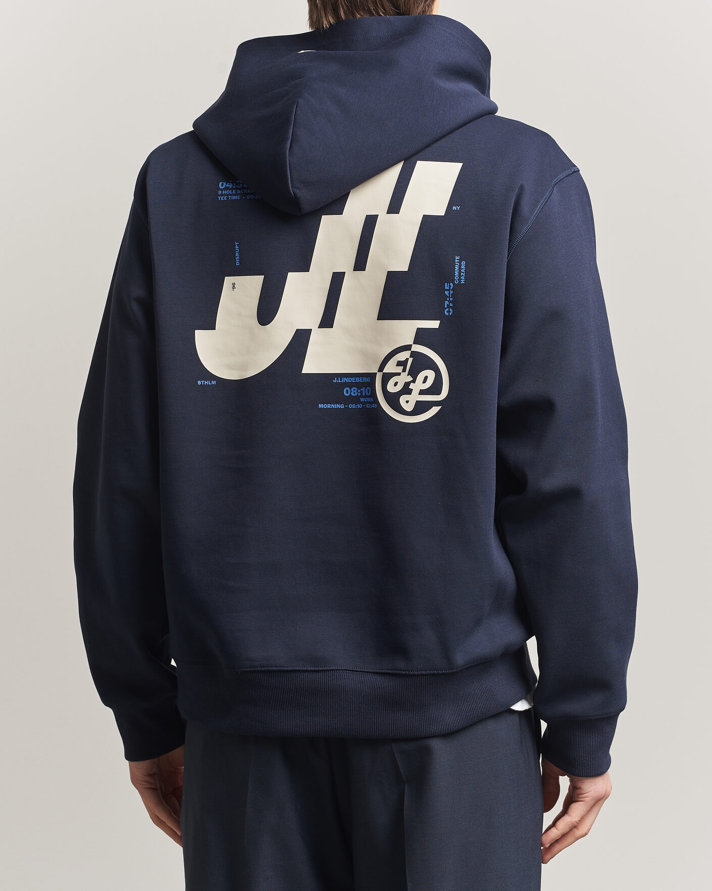 Herre | Gensere | J.Lindeberg | Club Printed Hoodie JL Navy