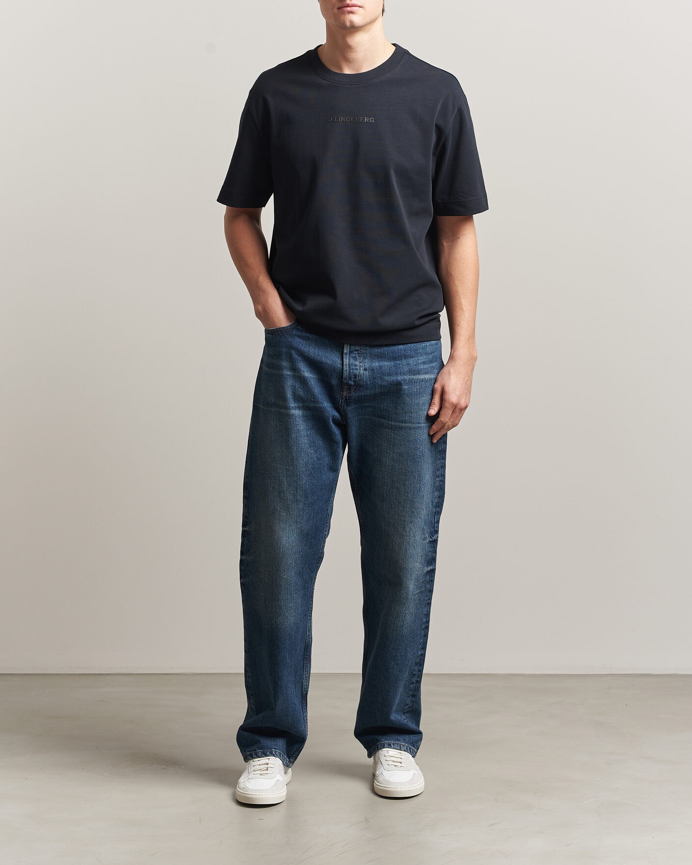 Herre | T-Shirts | J.Lindeberg | Hale Heavy Logo T-Shirt Black