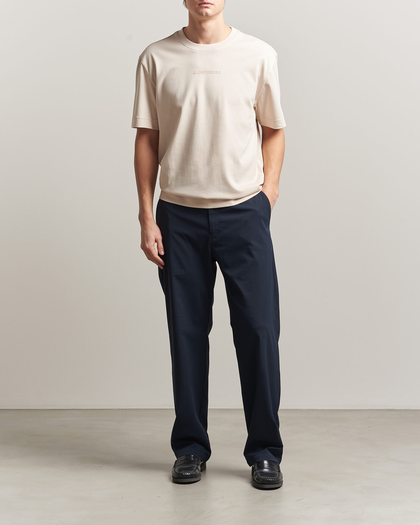 Herre | T-Shirts | J.Lindeberg | Hale Heavy Logo T-Shirt Moonbeam