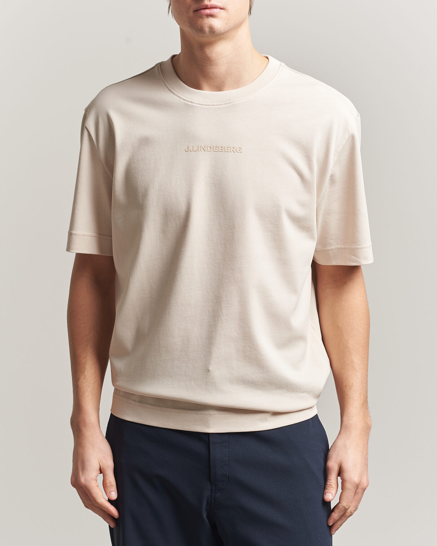 Herre | T-Shirts | J.Lindeberg | Hale Heavy Logo T-Shirt Moonbeam