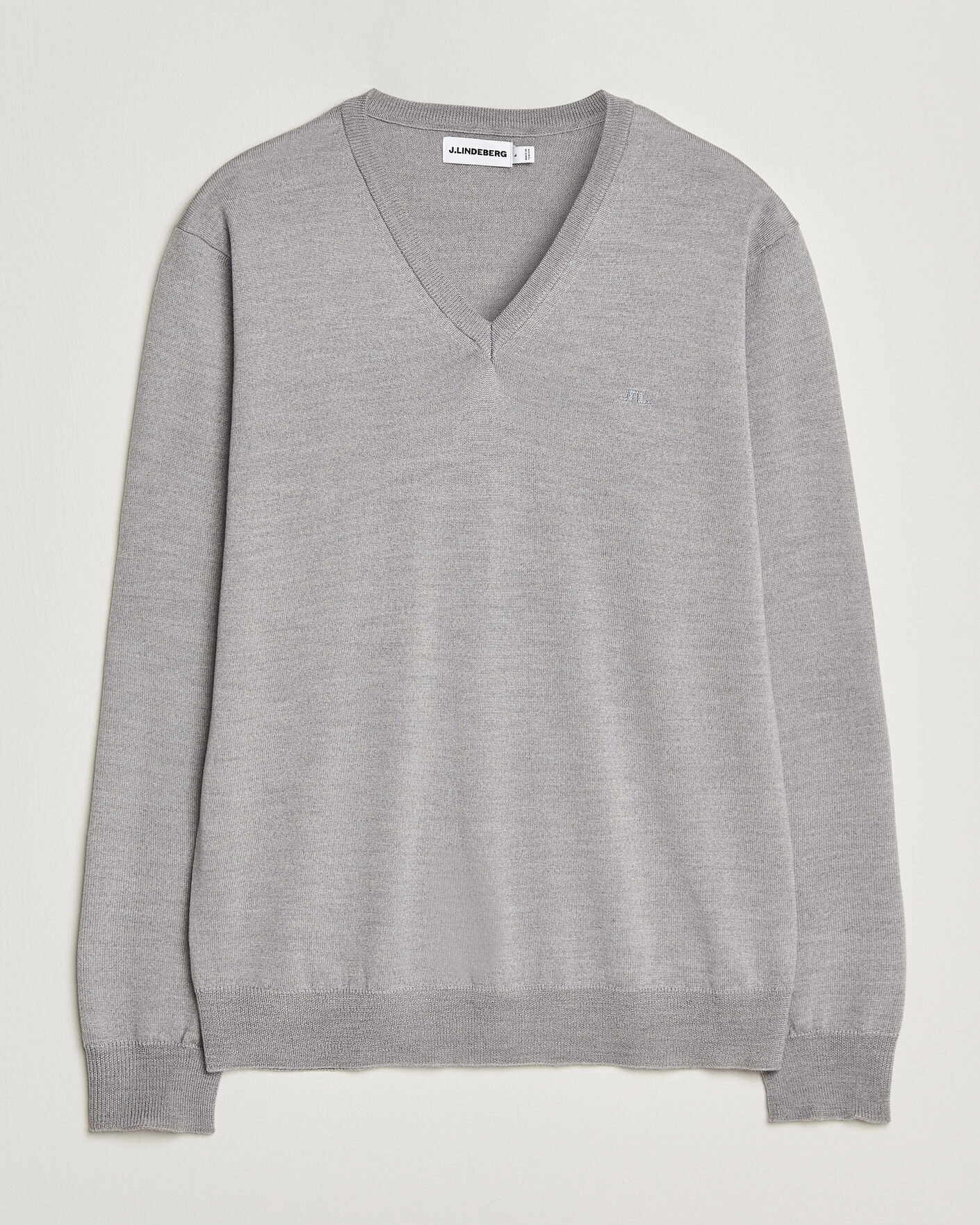 Herre | Gensere | J.Lindeberg | Lymann Merino V-Neck Pullover Light Grey Melange
