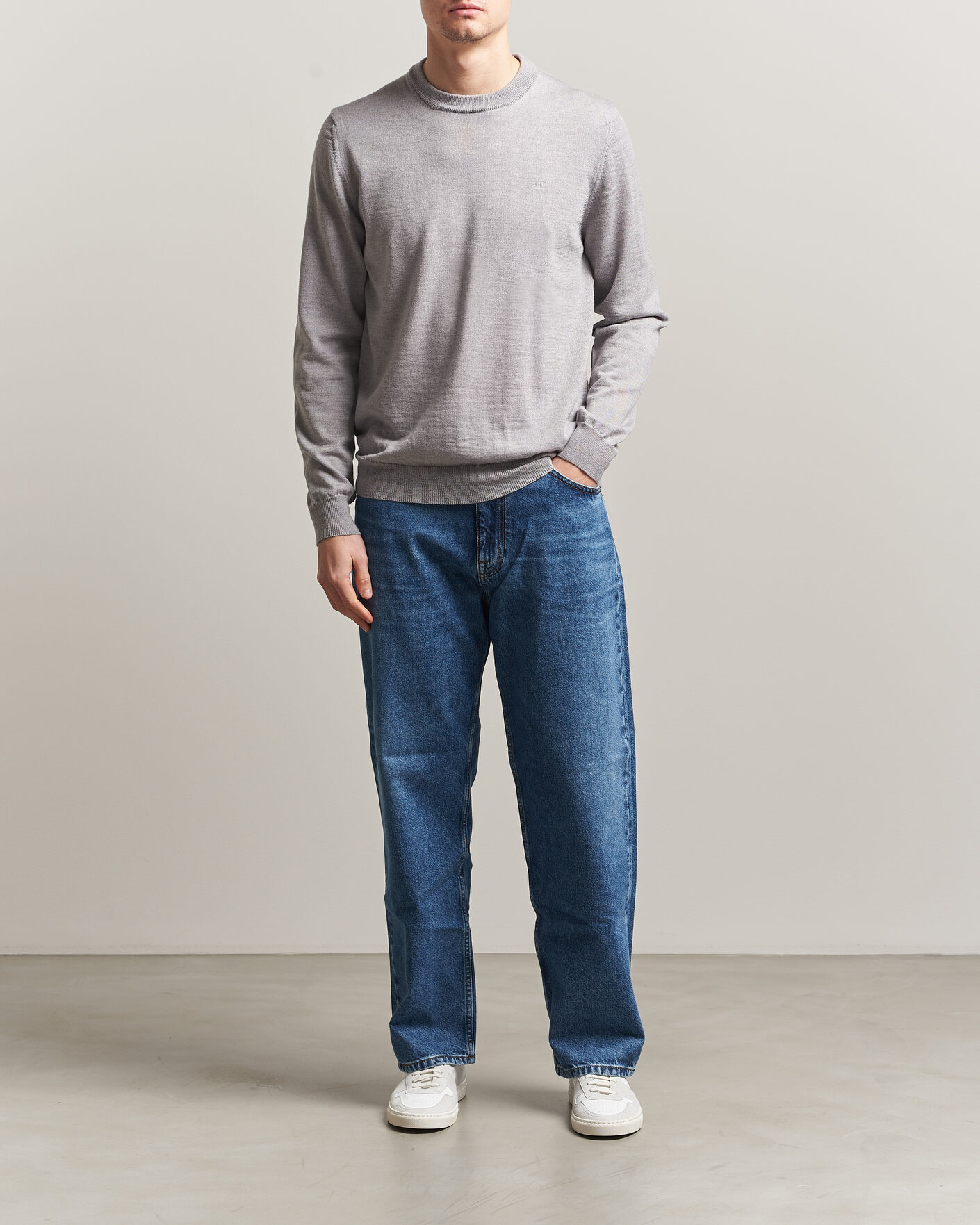 Herre | Gensere | J.Lindeberg | Keane Merino Crew Neck Pullover Light Grey Melange