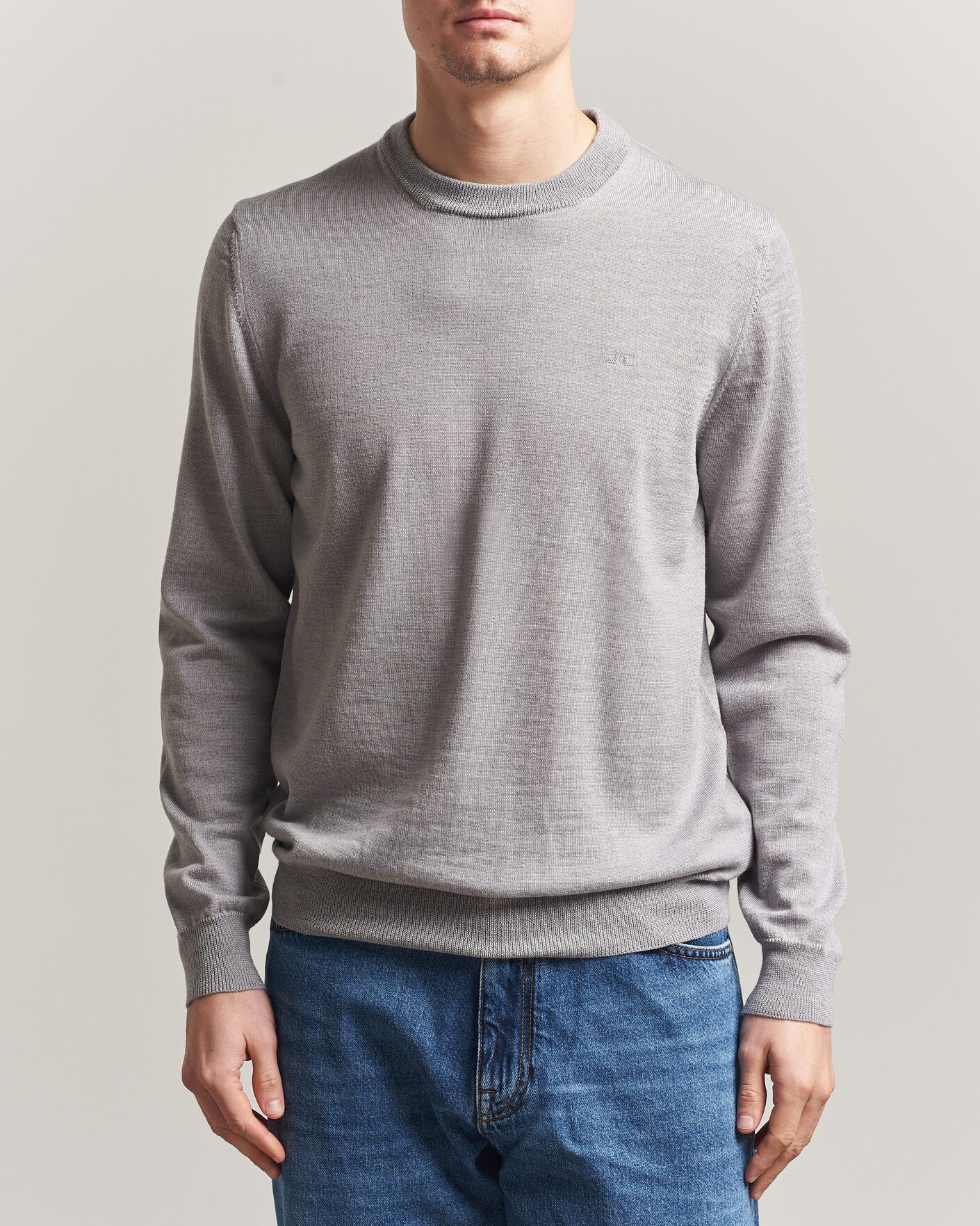 Herre | Gensere | J.Lindeberg | Keane Merino Crew Neck Pullover Light Grey Melange