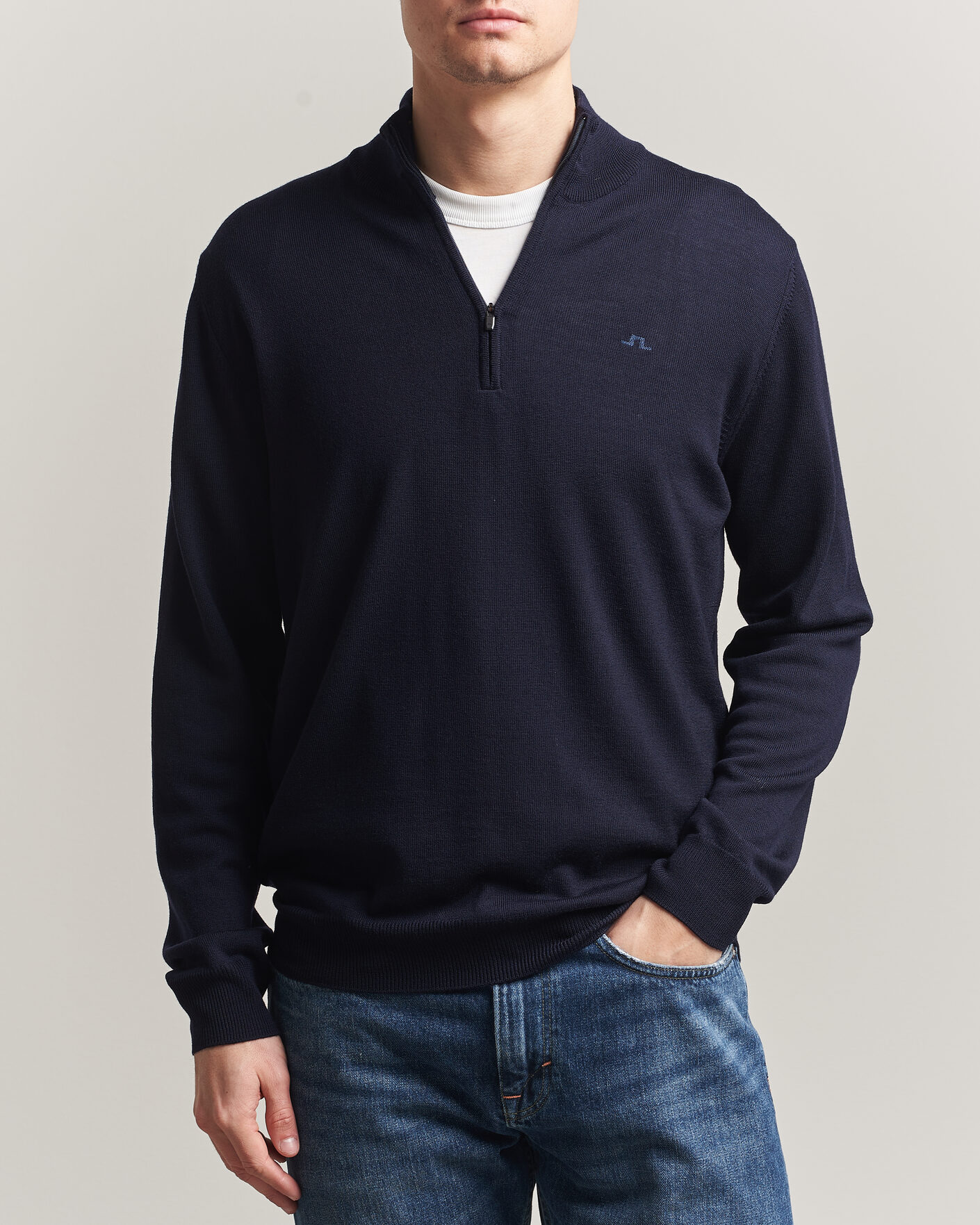 Herre | Gensere | J.Lindeberg | Kiyan Merino Half Zip JL Navy