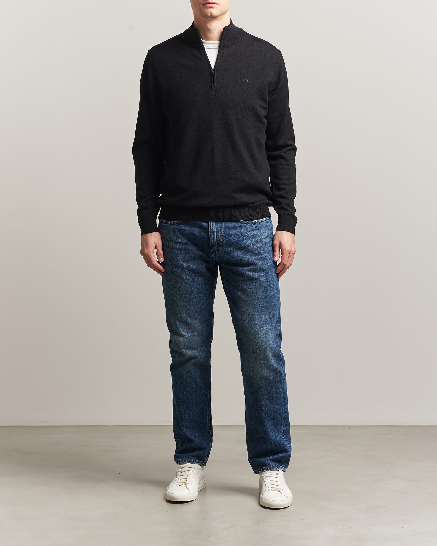 Herre | Gensere | J.Lindeberg | Kiyan Merino Half Zip Black