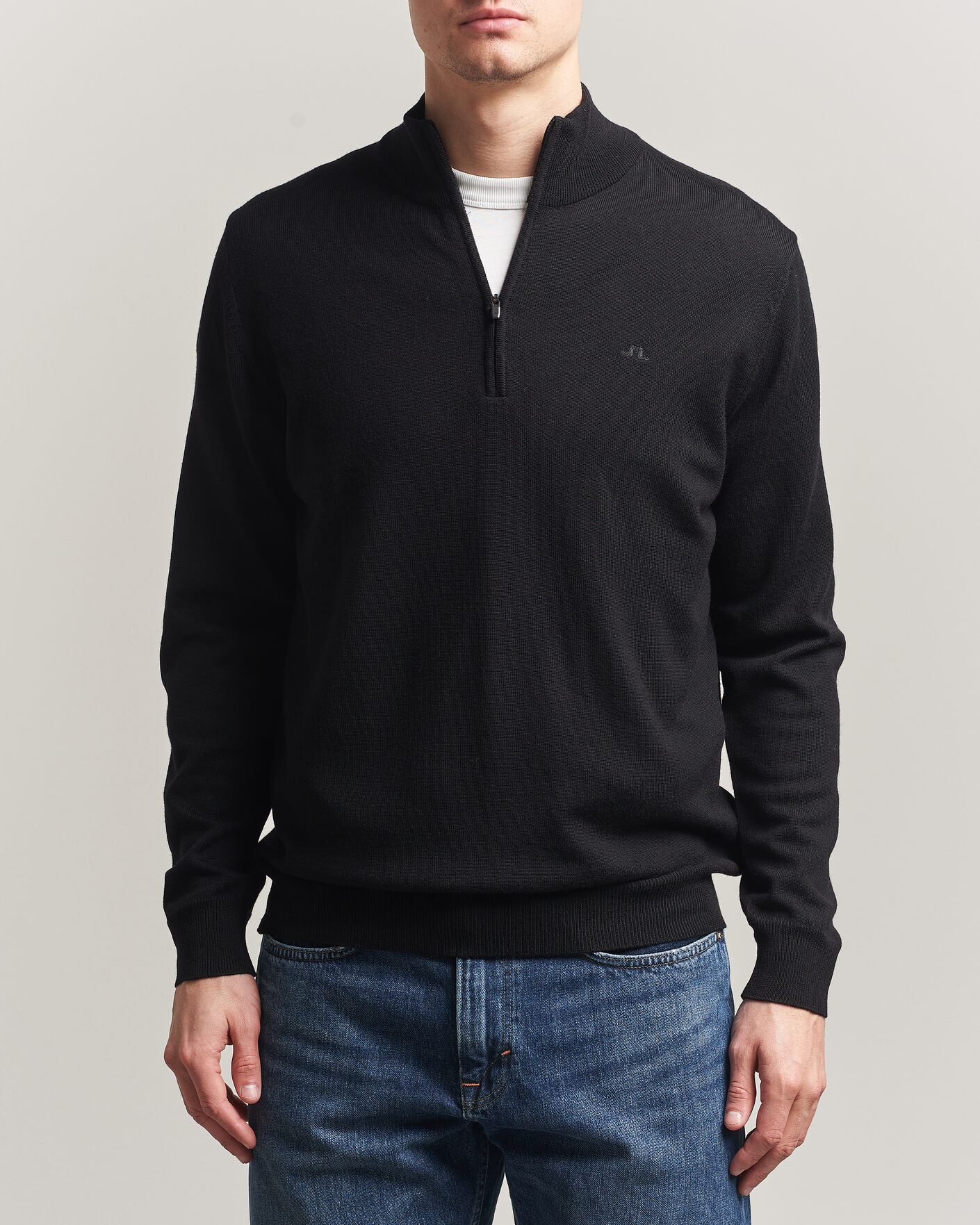 Herre | Gensere | J.Lindeberg | Kiyan Merino Half Zip Black