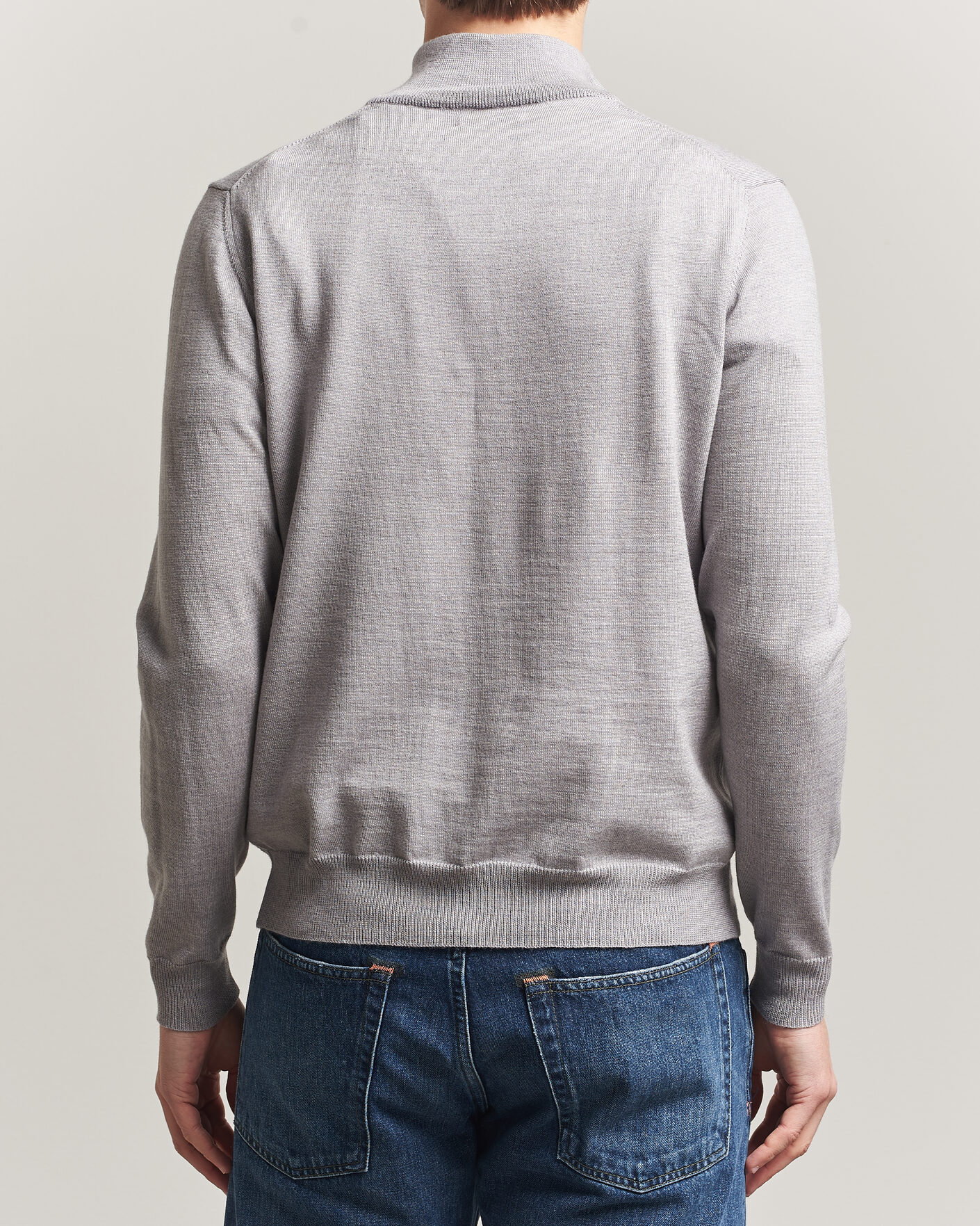 Herre | Gensere | J.Lindeberg | Kiyan Merino Half Zip Light Grey Melange