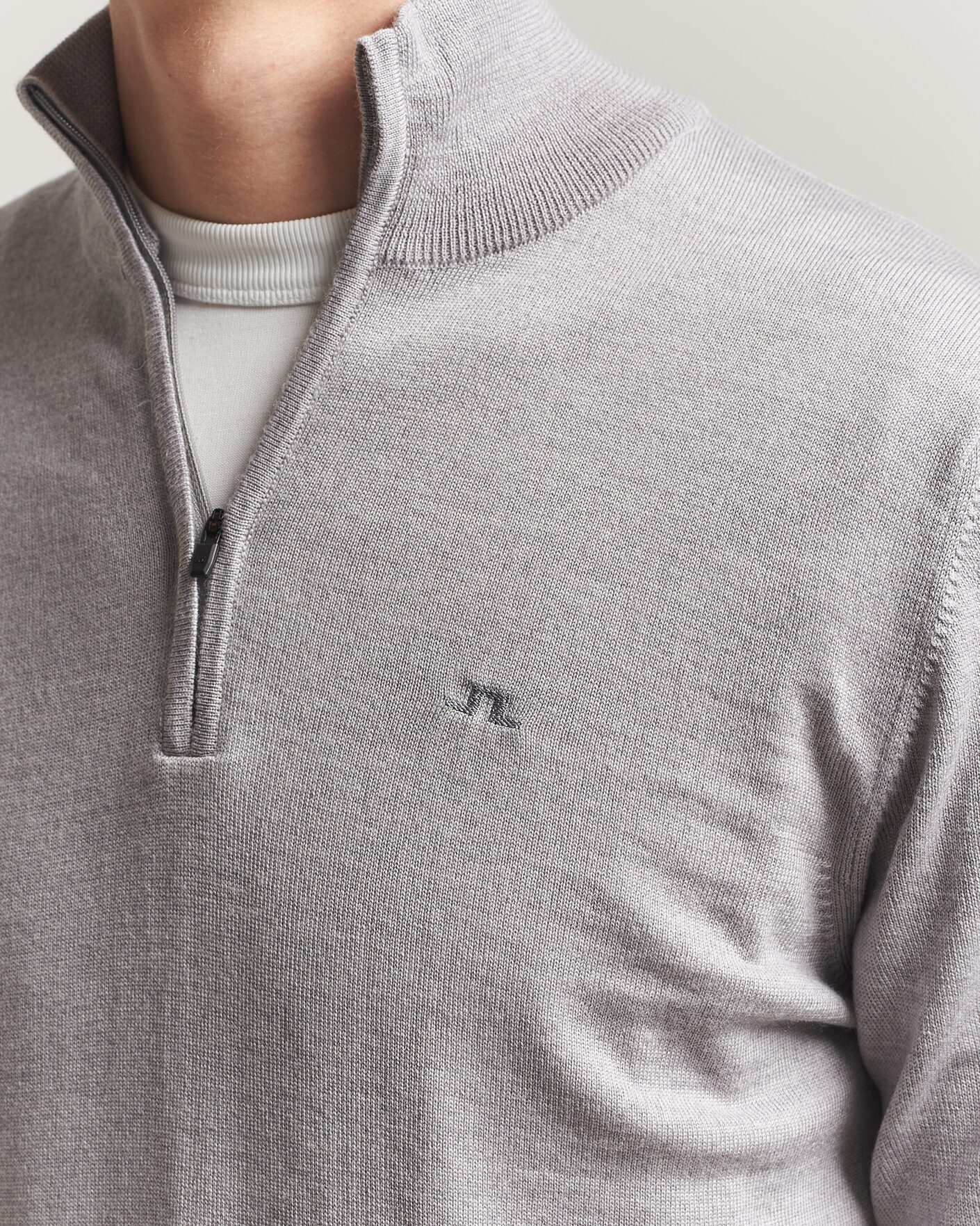Herre | Gensere | J.Lindeberg | Kiyan Merino Half Zip Light Grey Melange