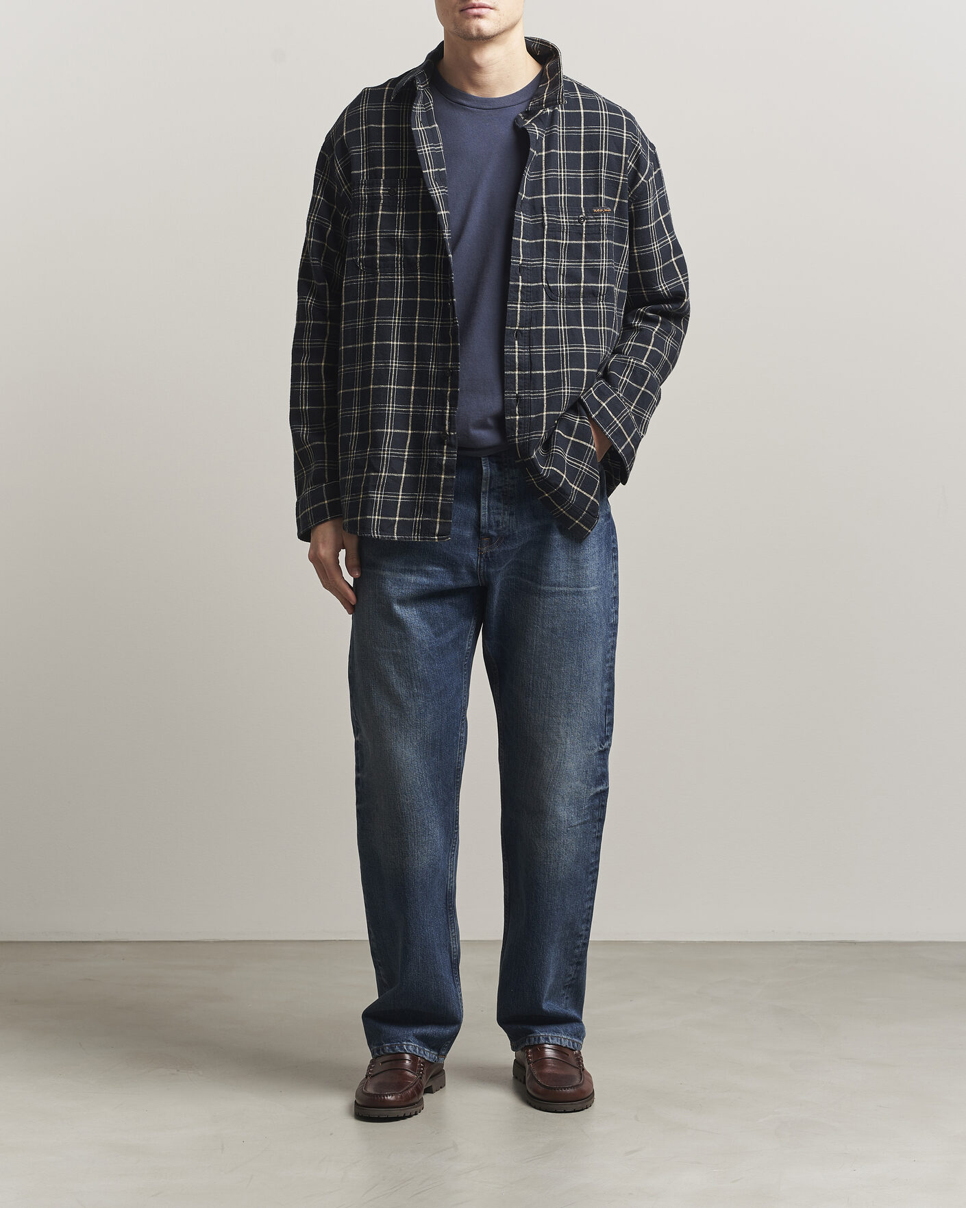 Herre | Skjorter | Nudie Jeans | Julian Checked Worker Shirt Black