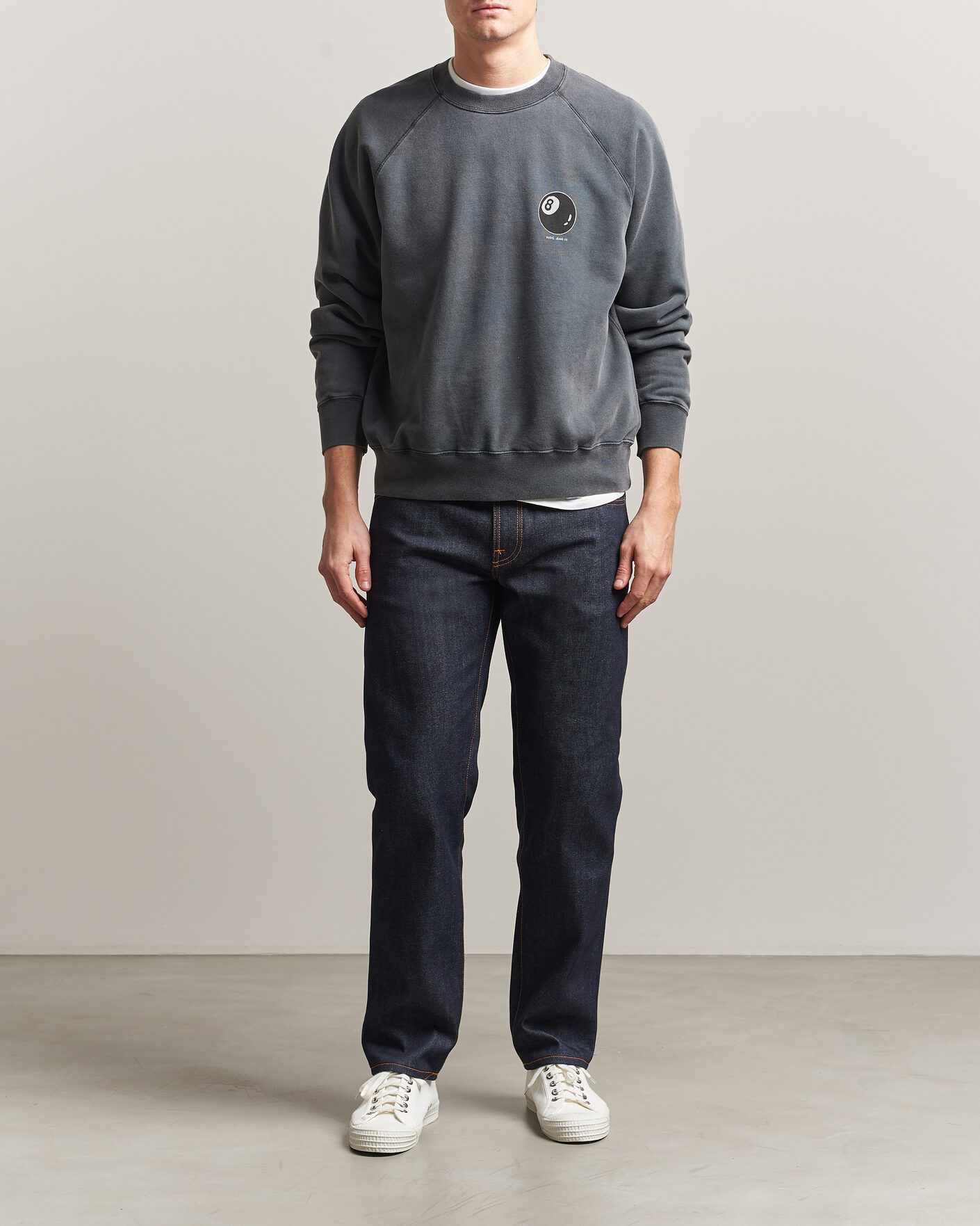 Herre | Gensere | Nudie Jeans | Palle Printed Crew Neck Sweatshirt Antracite