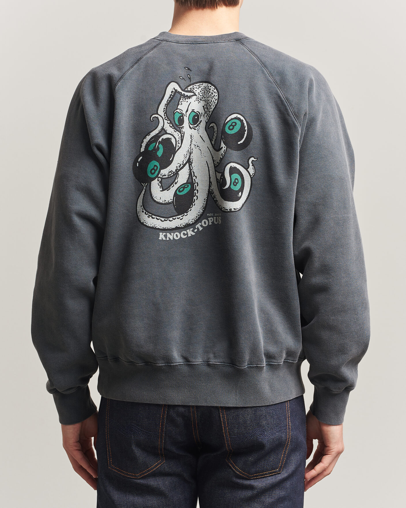 Herre | Gensere | Nudie Jeans | Palle Printed Crew Neck Sweatshirt Antracite