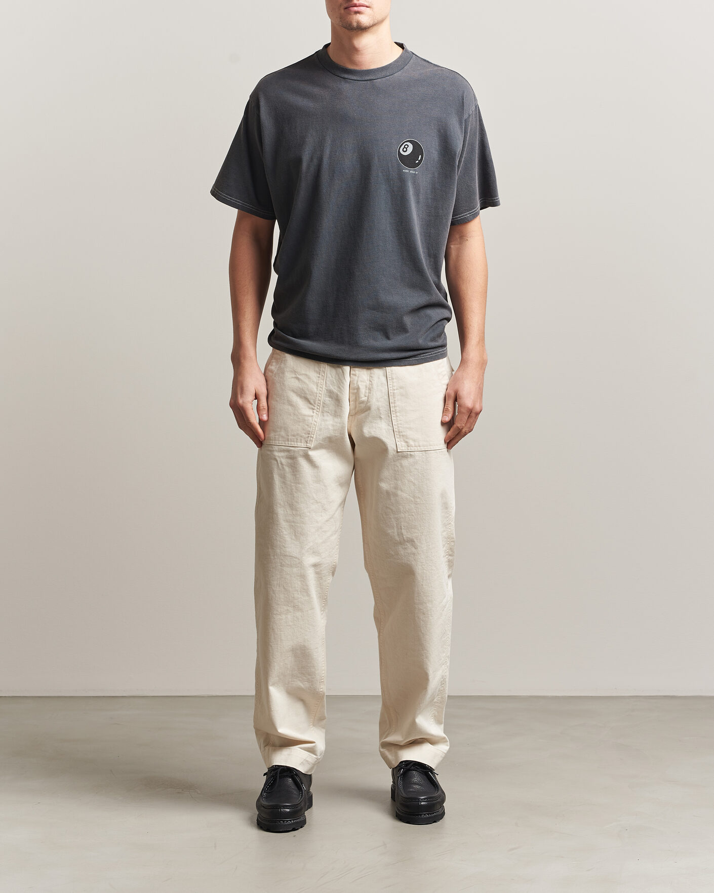 Herre | T-Shirts | Nudie Jeans | Koffe Printed T-Shirt Antracite