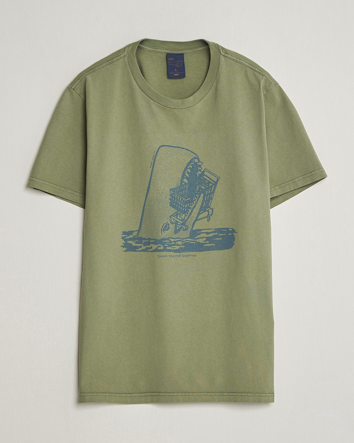 Herre | T-Shirts | Nudie Jeans | Roy Printed T-Shirt Green