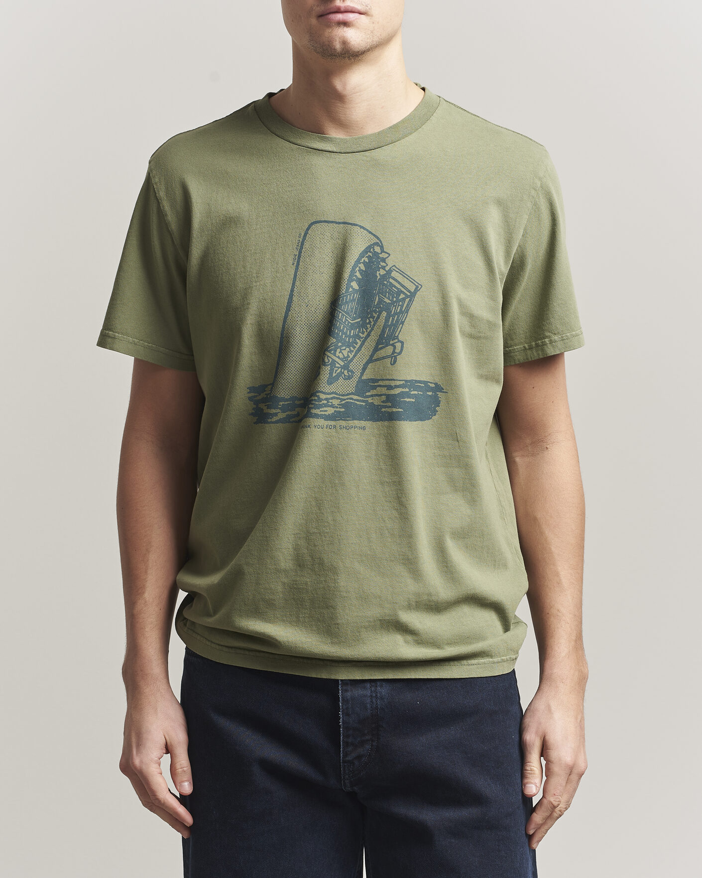 Herre | T-Shirts | Nudie Jeans | Roy Printed T-Shirt Green