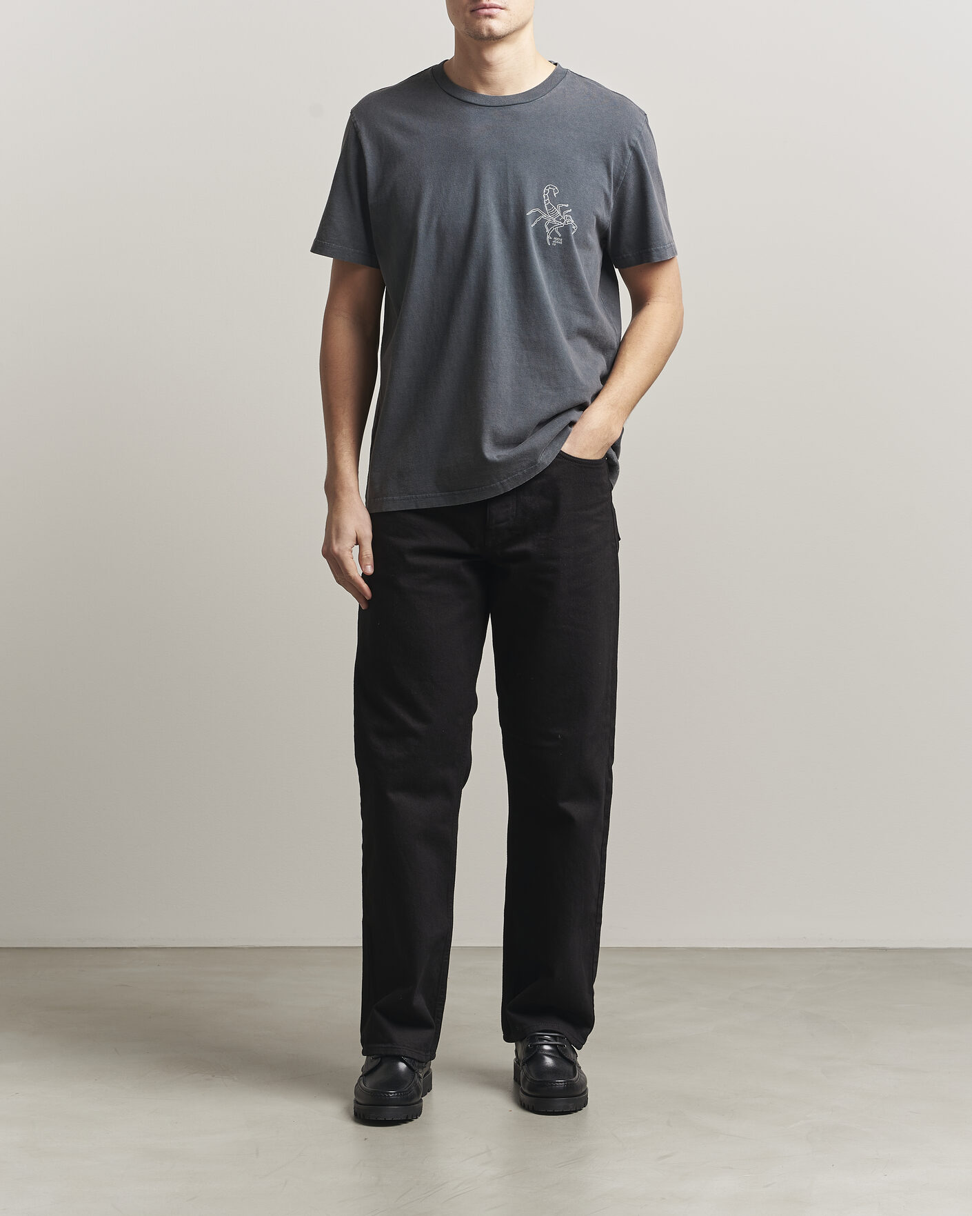 Herre | T-Shirts | Nudie Jeans | Roy Printed T-Shirt Antracite