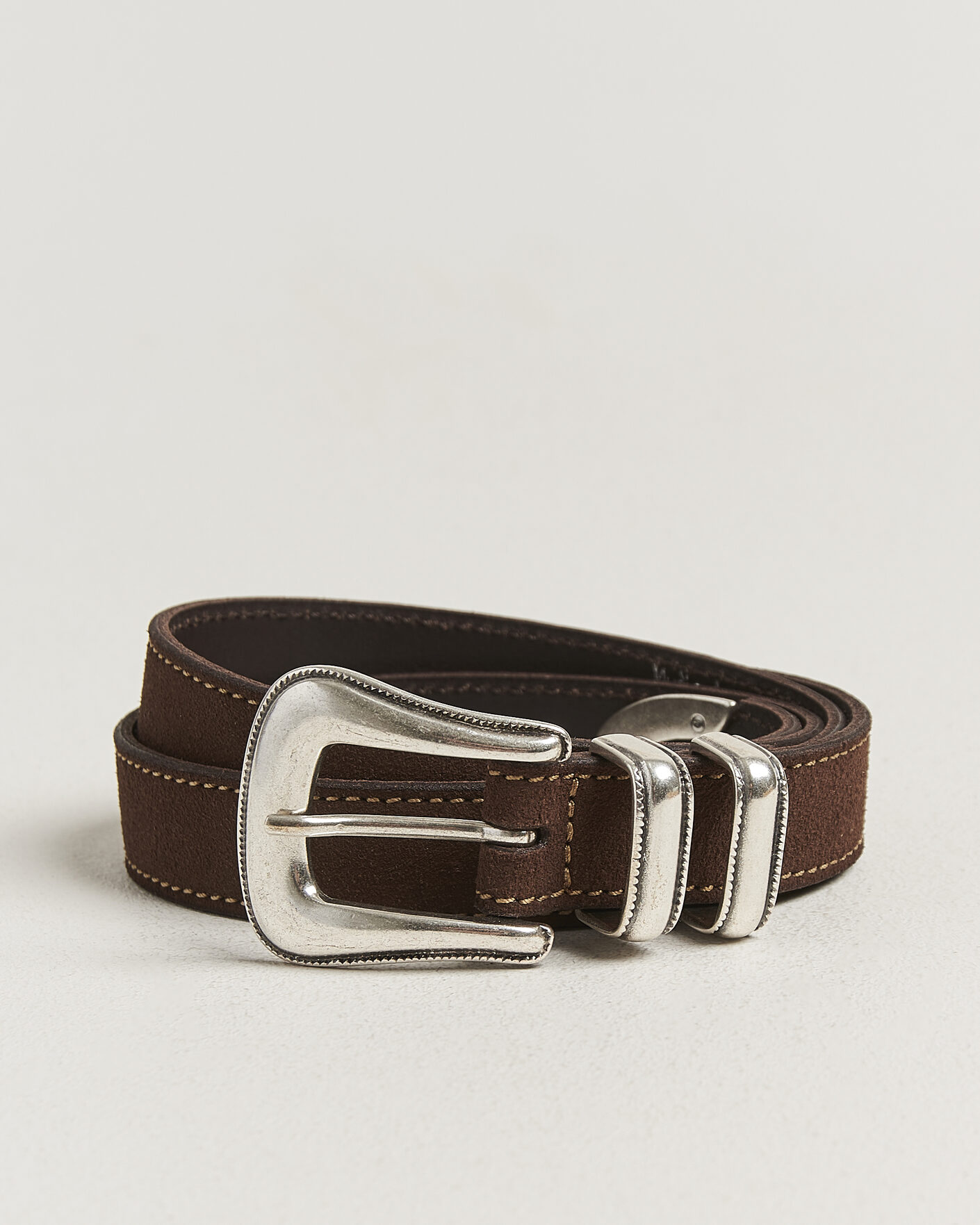 Herre | Belter | Nudie Jeans | Western Suede Belt Dark Brown