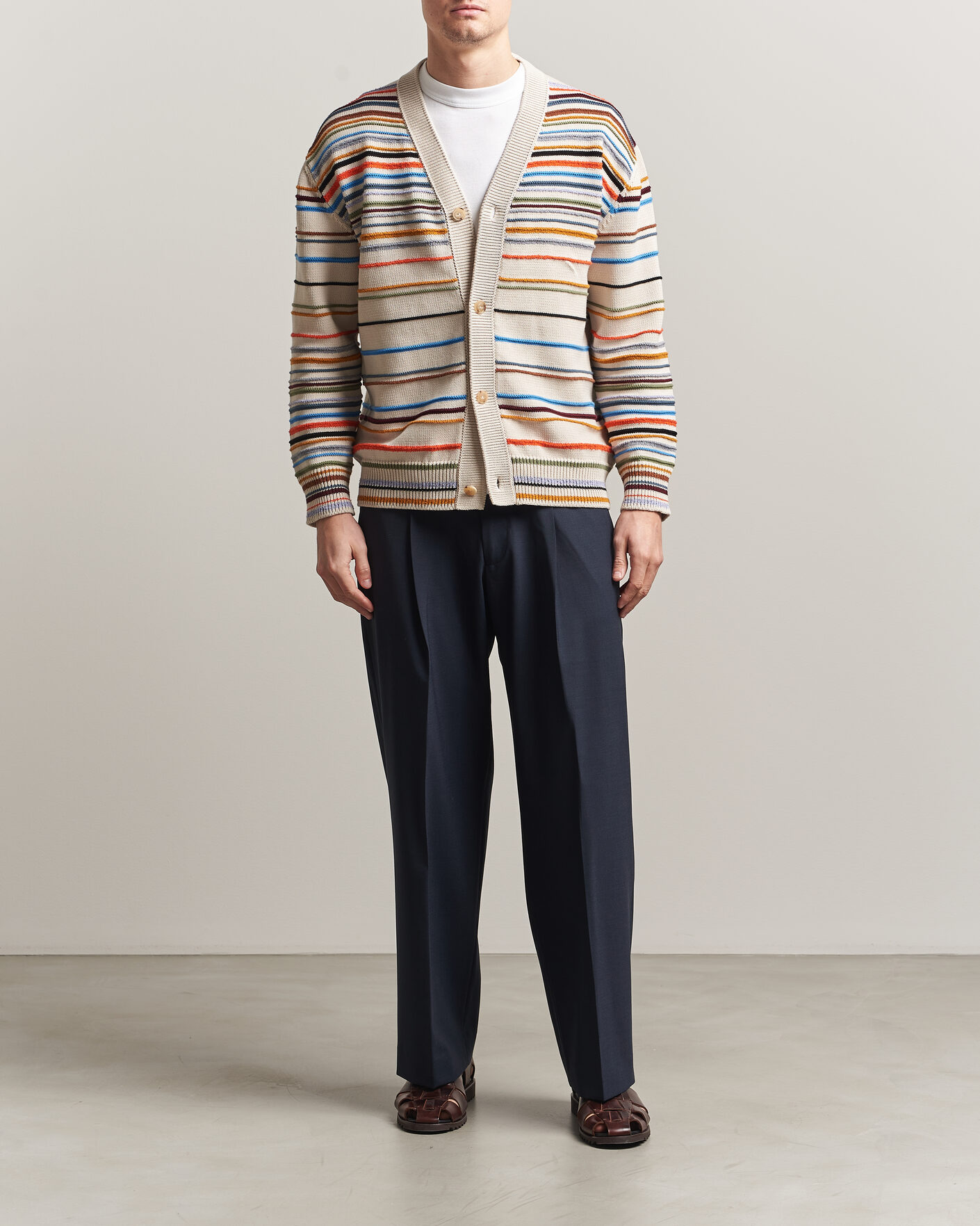 Herre | Gensere | Paul Smith | Signature Stripe Knitted Cardigan White