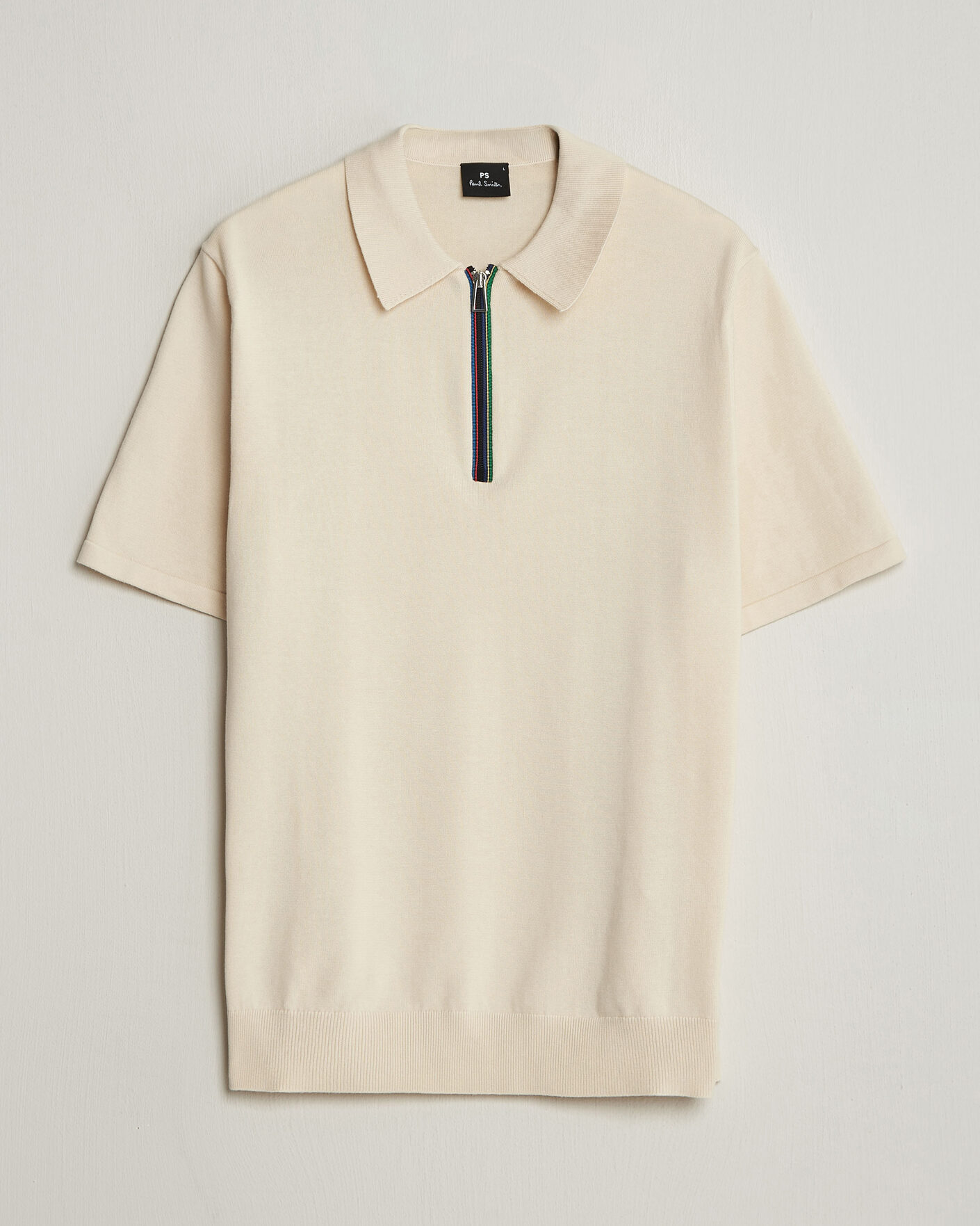 Herre | Pikéer | PS Paul Smith | Cotton Knitted Half Zip Polo Off White