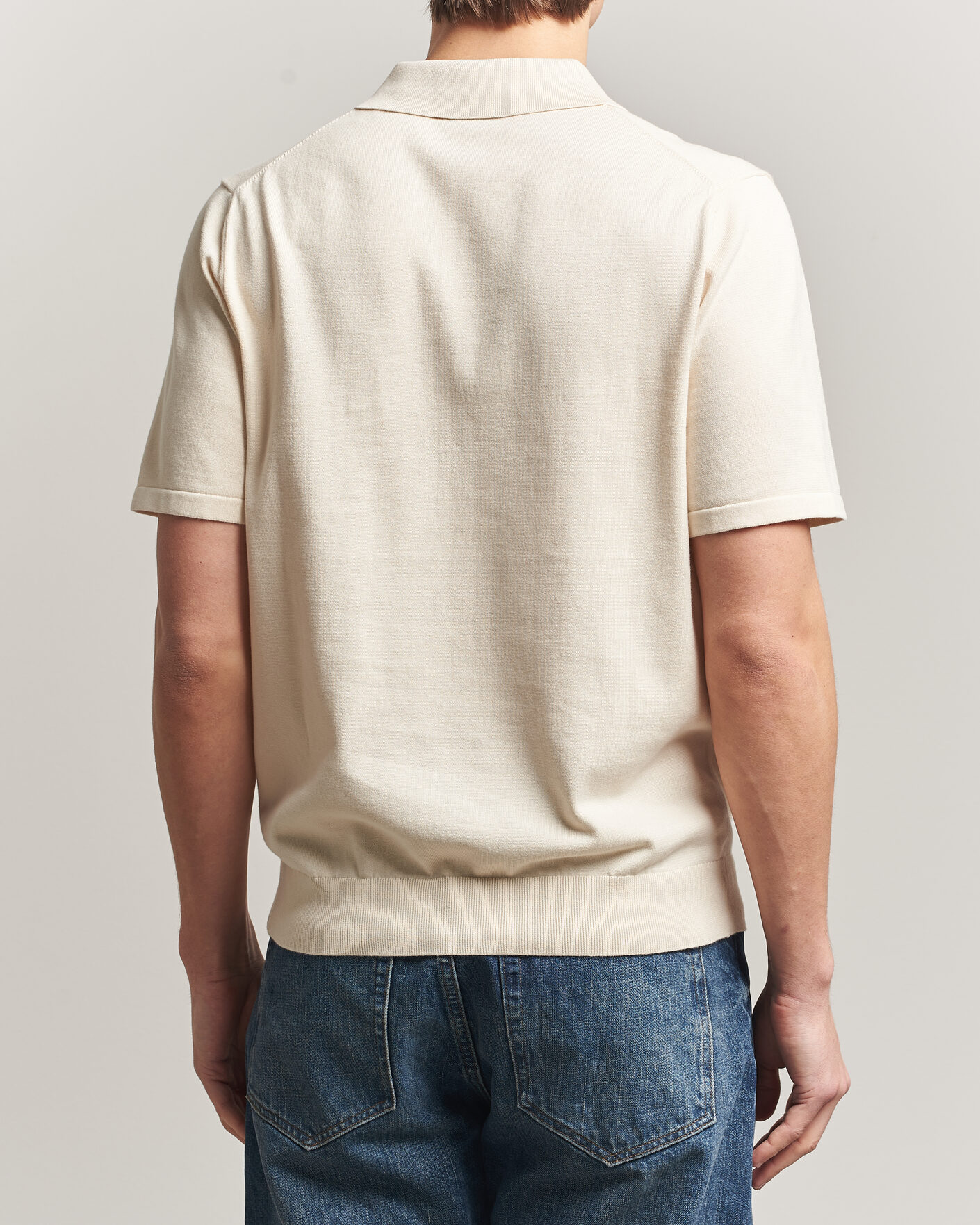 Herre | Pikéer | PS Paul Smith | Cotton Knitted Half Zip Polo Off White