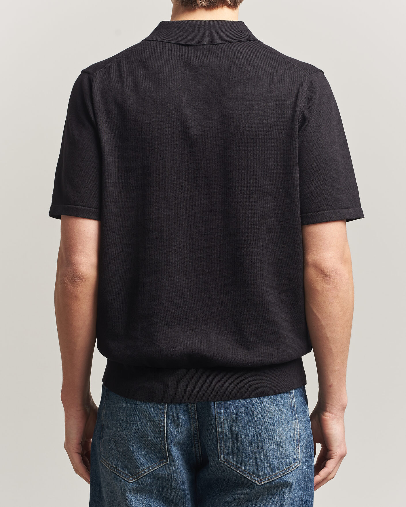 Herre | Pikéer | PS Paul Smith | Cotton Knitted Half Zip Polo Black