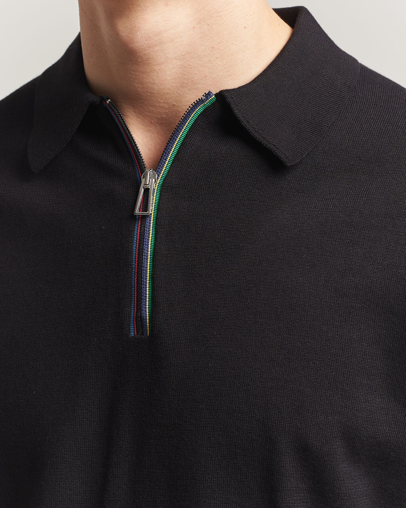 Herre | Pikéer | PS Paul Smith | Cotton Knitted Half Zip Polo Black