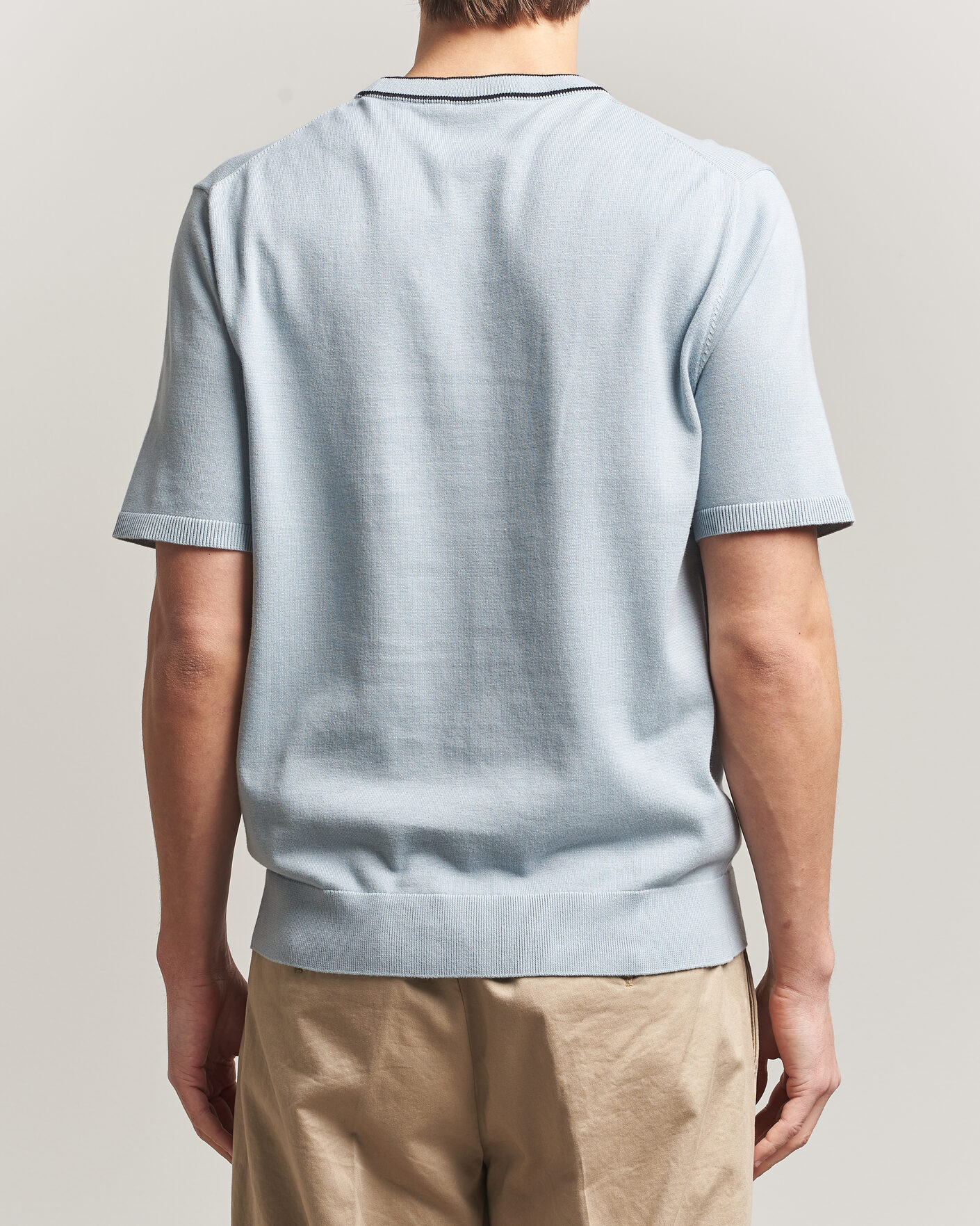 Herre | T-Shirts | PS Paul Smith | Cotton Knitted T-Shirt Light Blue