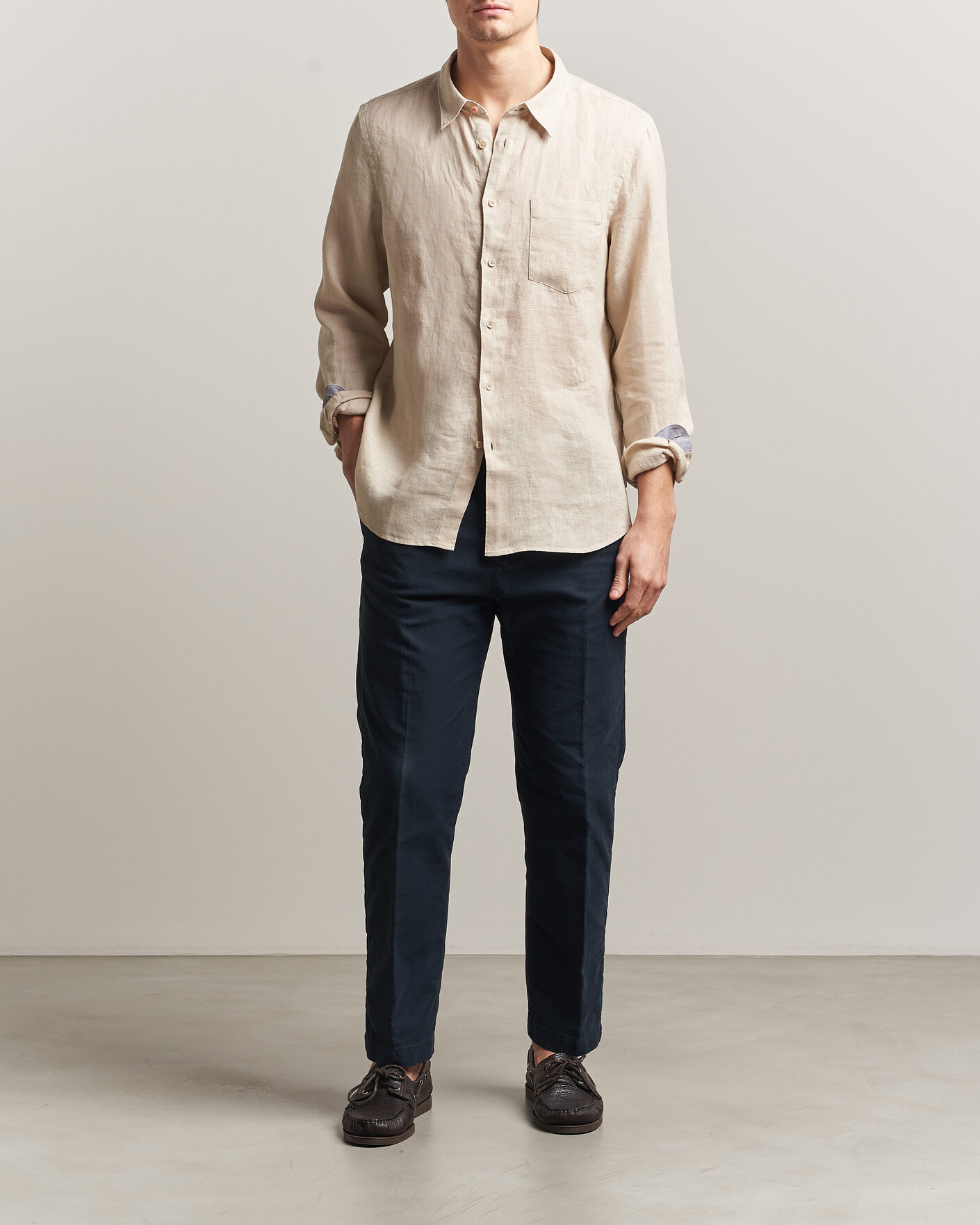 Herre | Skjorter | PS Paul Smith | Tailored Fit Linen Shirt Beige