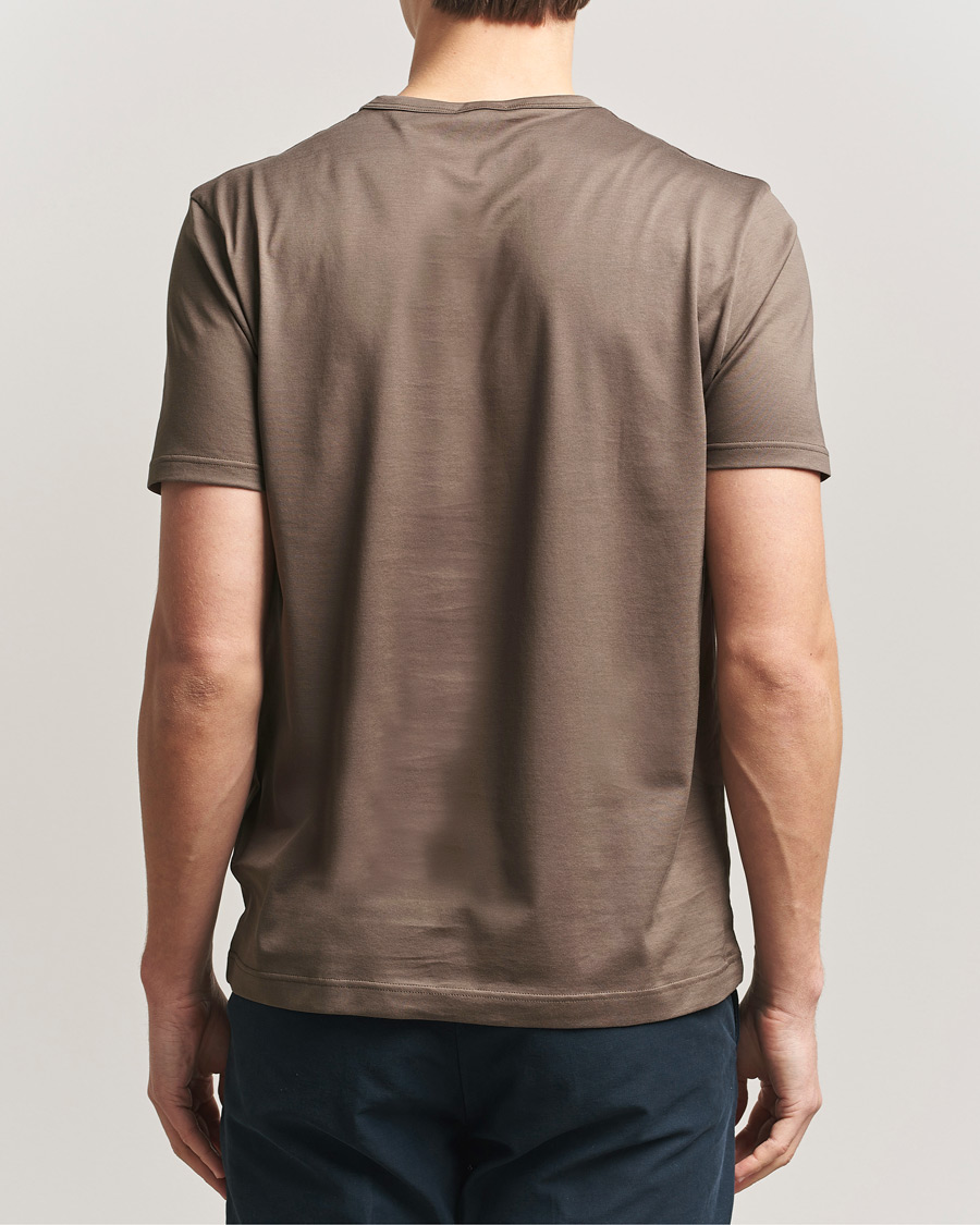 Herre | T-Shirts | Sunspel | Crew Neck Q82 Cotton T-Shirt Dark Cedar