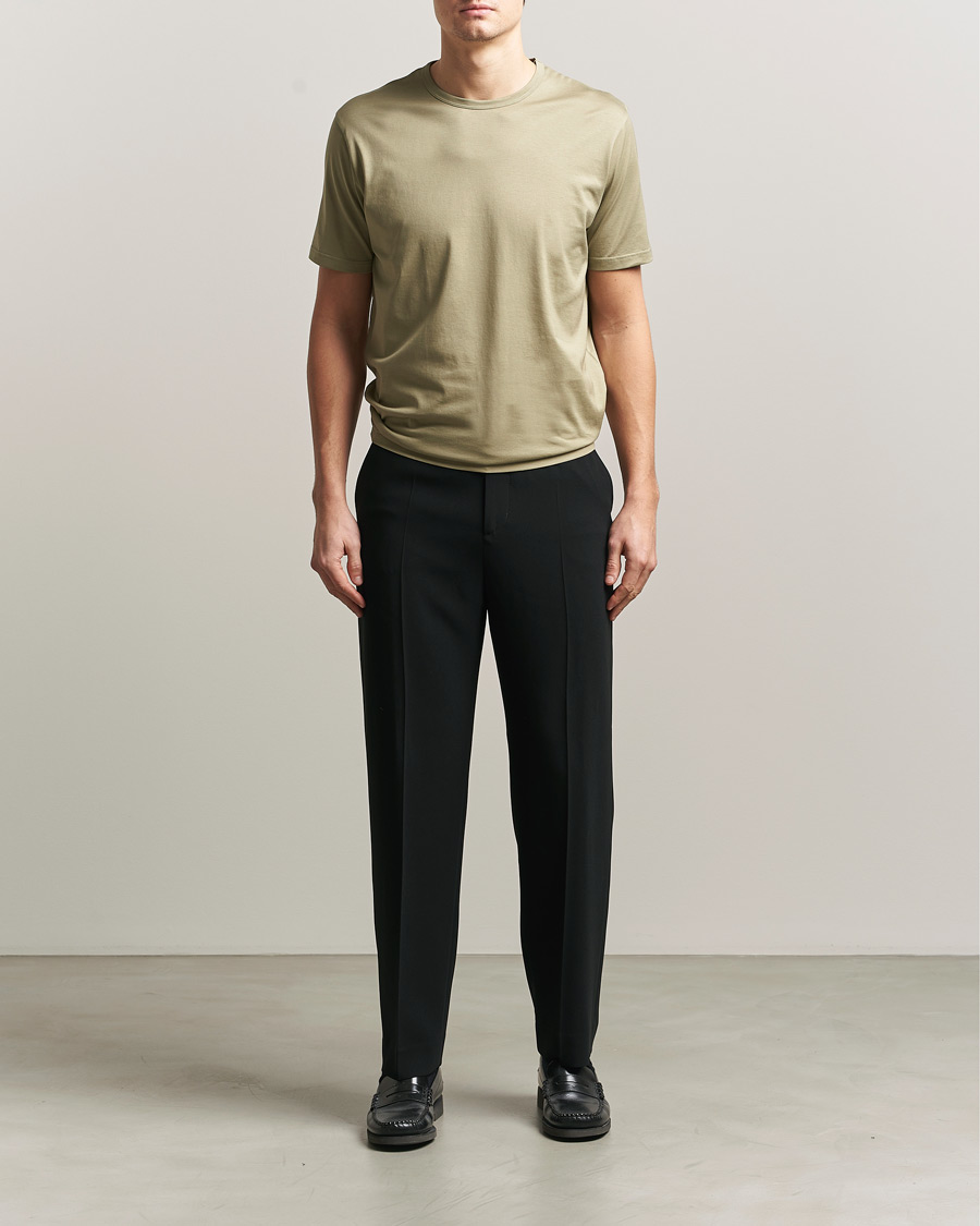 Herre | T-Shirts | Sunspel | Crew Neck Q82 Cotton T-Shirt Pistachio