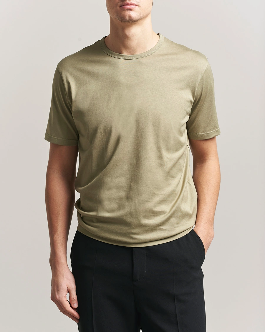 Herre | T-Shirts | Sunspel | Crew Neck Q82 Cotton T-Shirt Pistachio