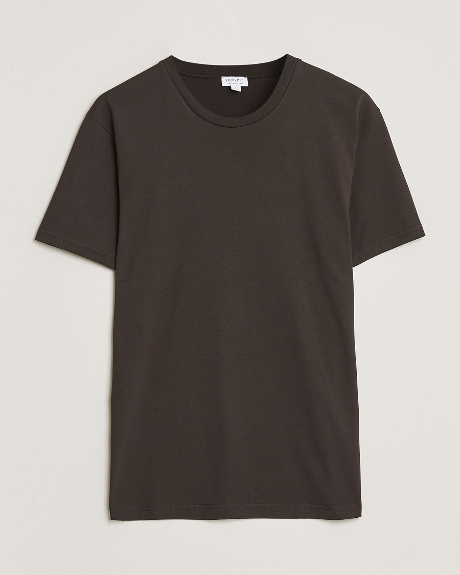 Herre | T-Shirts | Sunspel | Riviera Midweight T-Shirt Dark Chocolate