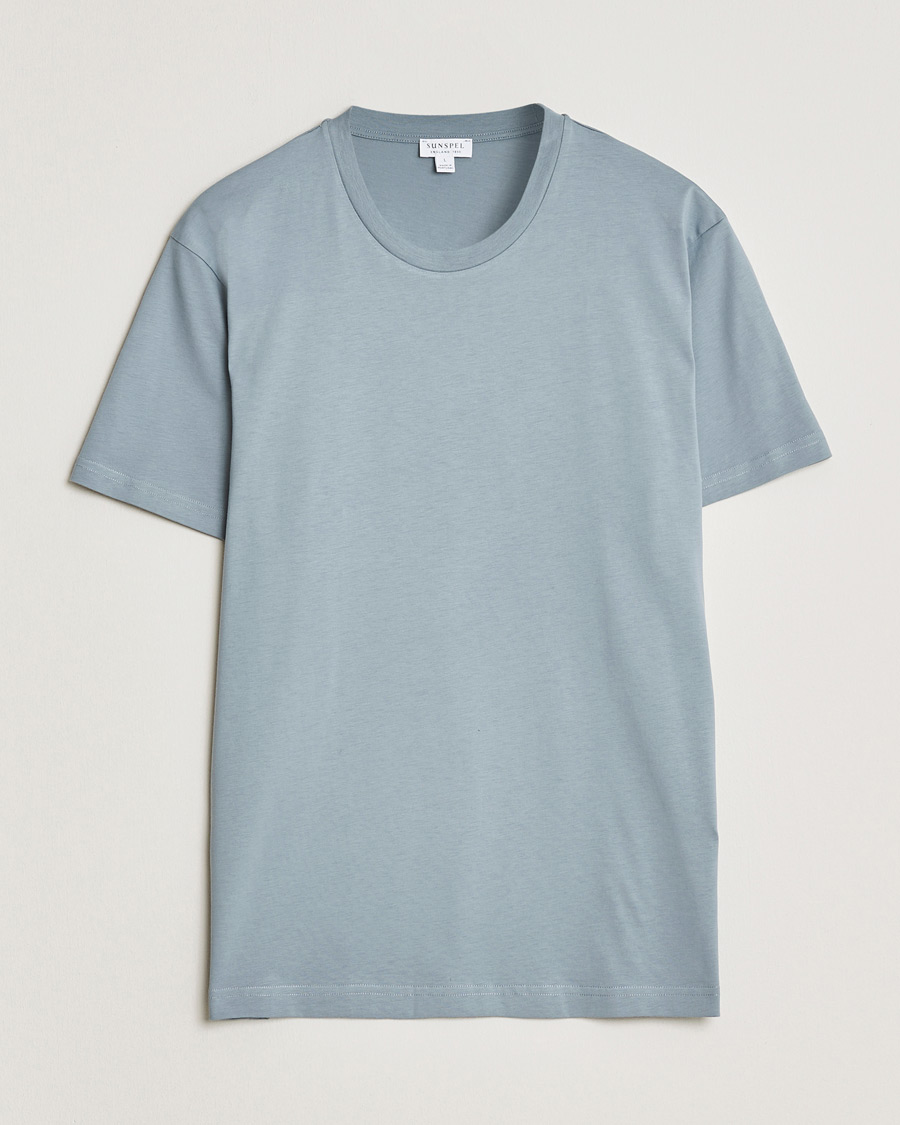 Herre | T-Shirts | Sunspel | Riviera Midweight T-Shirt Stone Blue