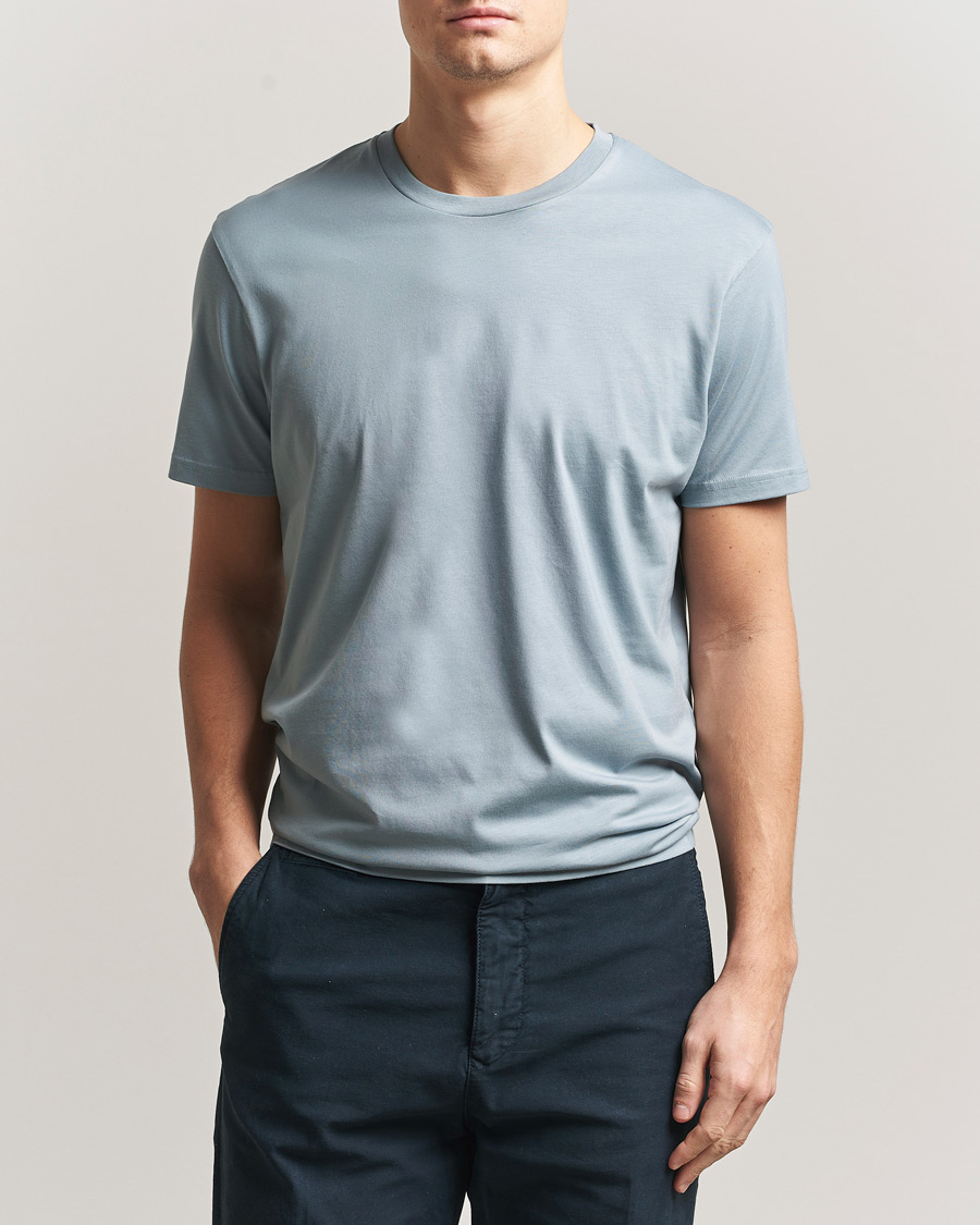 Herre | T-Shirts | Sunspel | Riviera Midweight T-Shirt Stone Blue