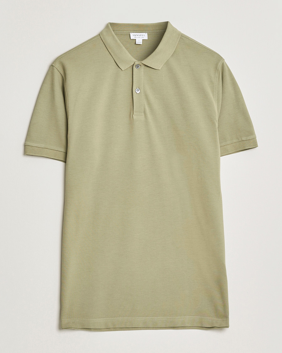 Herre | Pikéer | Sunspel | Supima Cotton Short Sleeve Pique Polo Pistachio