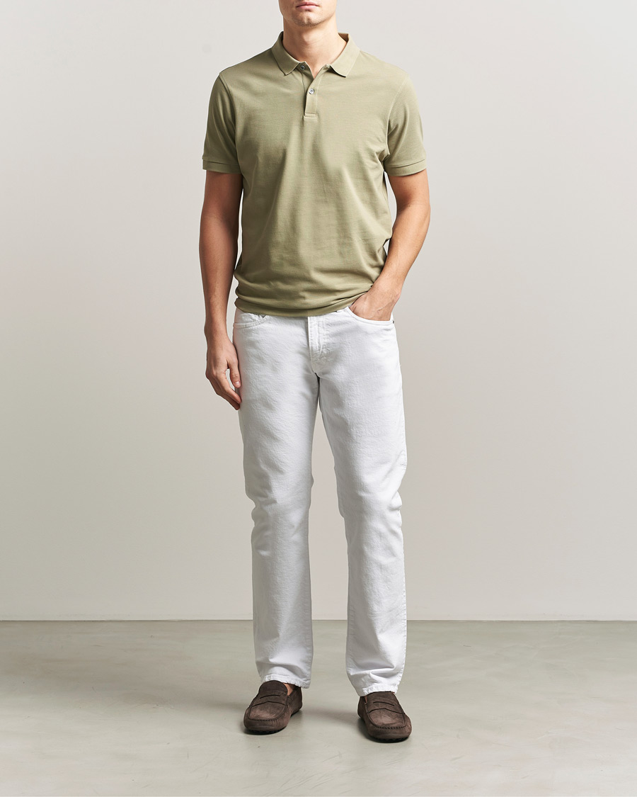 Herre | Pikéer | Sunspel | Supima Cotton Short Sleeve Pique Polo Pistachio