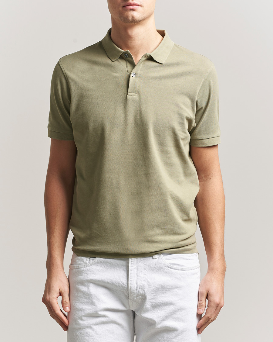 Herre | Pikéer | Sunspel | Supima Cotton Short Sleeve Pique Polo Pistachio