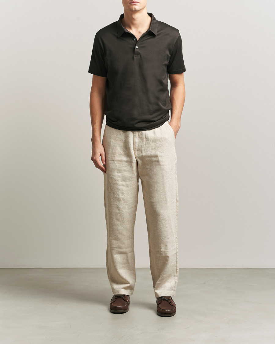 Herre | Pikéer | Sunspel | Cotton Jersey Polo Dark Chocolate