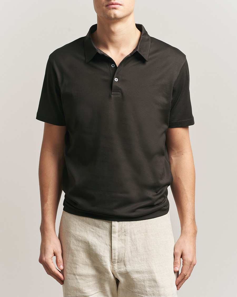 Herre | Pikéer | Sunspel | Cotton Jersey Polo Dark Chocolate