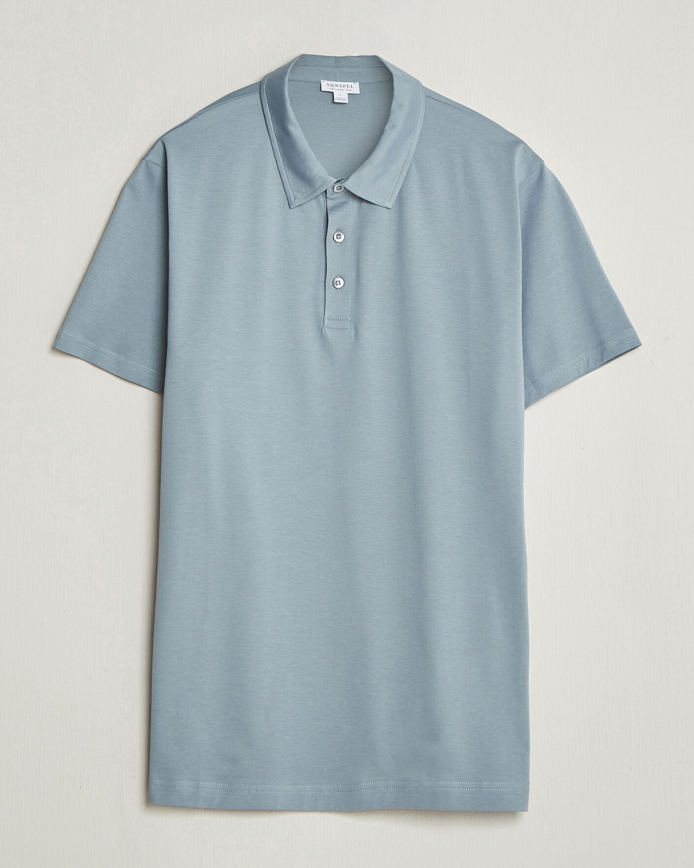 Herre | Pikéer | Sunspel | Cotton Jersey Polo Stone Blue