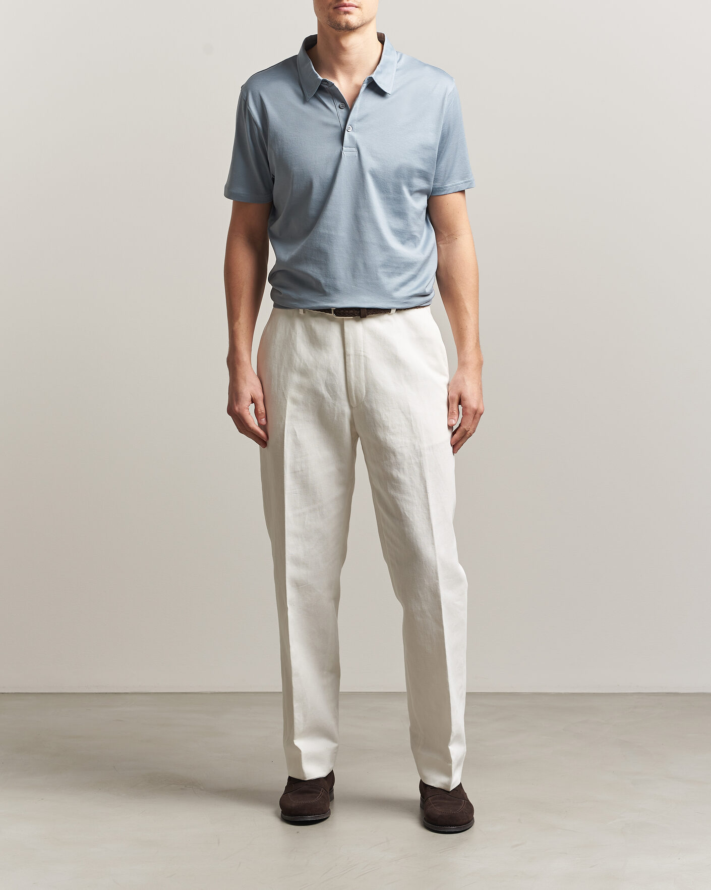 Herre | Pikéer | Sunspel | Cotton Jersey Polo Stone Blue