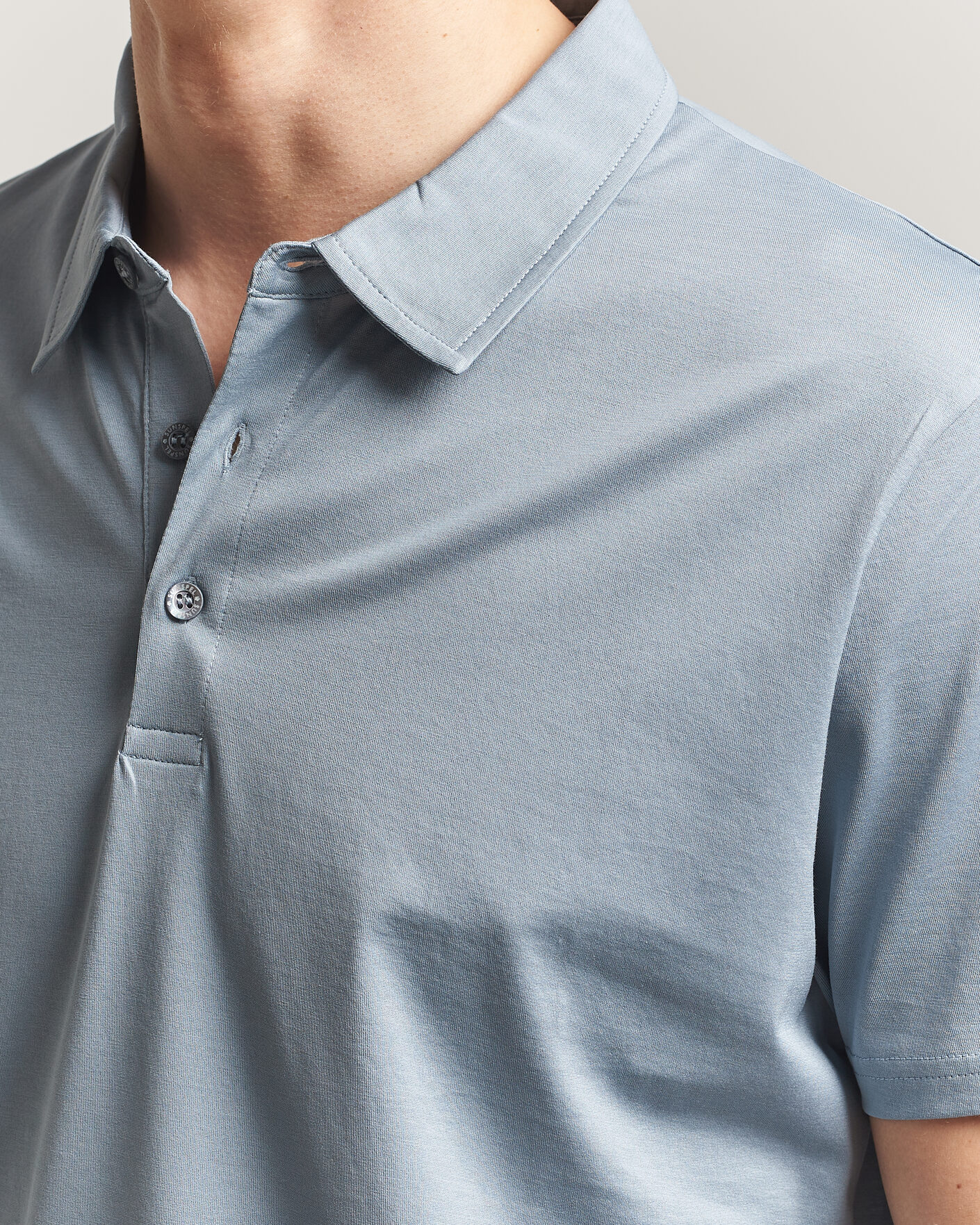 Herre | Pikéer | Sunspel | Cotton Jersey Polo Stone Blue