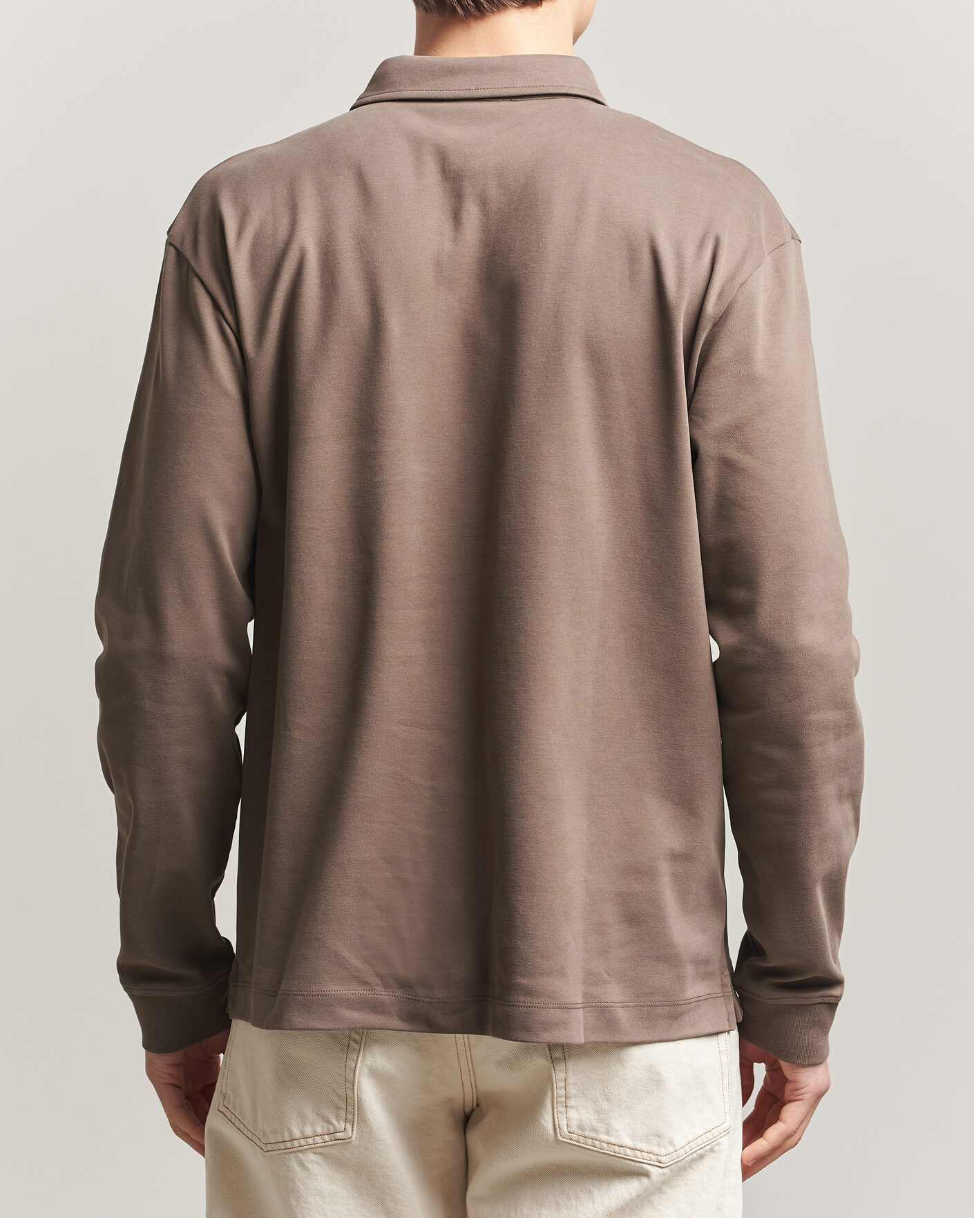 Herre | Pikéer | Sunspel | Heavy Weight Supima Cotton Long Sleeve Polo Dark Cedar
