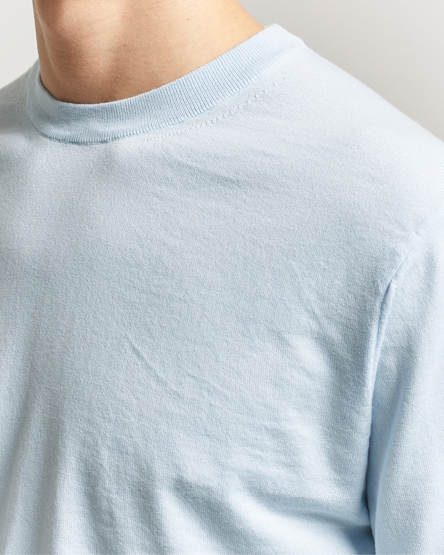 Herre | Gensere | Sunspel | Lightweight Knitted Cotton Crew Pastel Blue