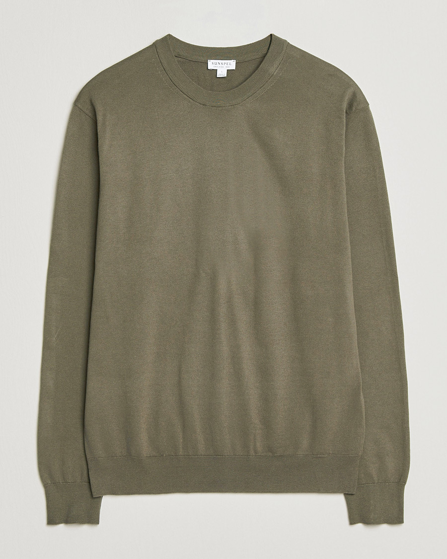 Herre | Gensere | Sunspel | Lightweight Knitted Cotton Crew Khaki