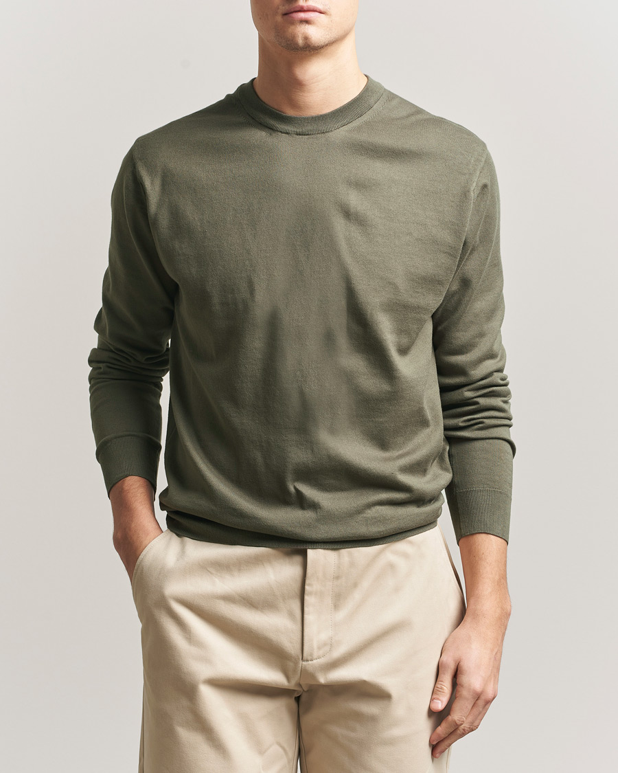Herre | Gensere | Sunspel | Lightweight Knitted Cotton Crew Khaki