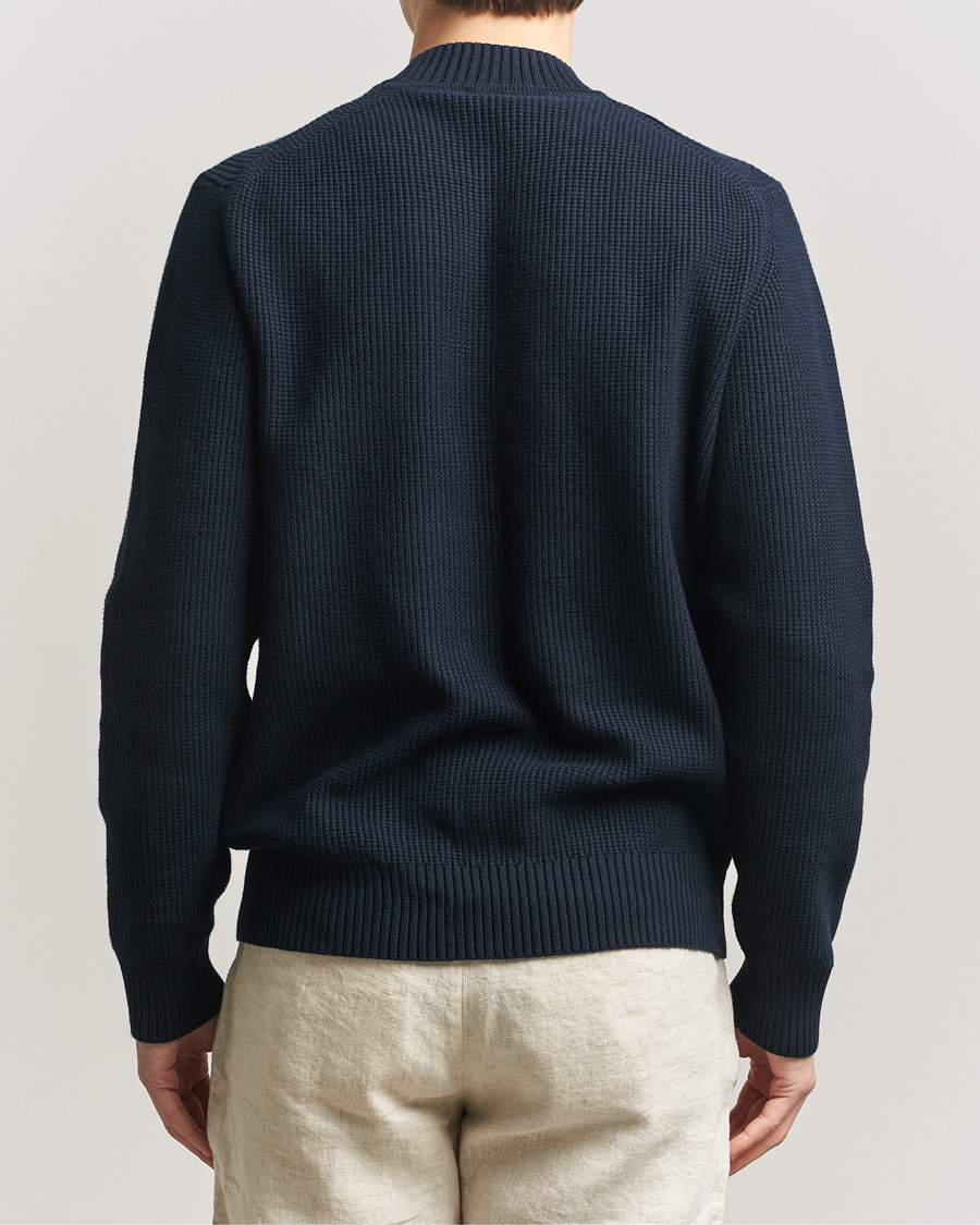 Herre | Gensere | Sunspel | Cotton Stitch Mock Neck Navy